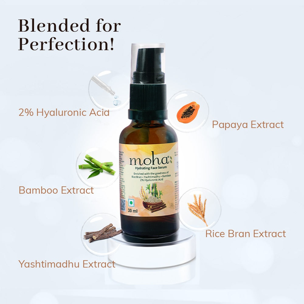 Moha Hydrating Face Serum 30ml - Deep Moisture Boosting Glow Serum for Dry Skin