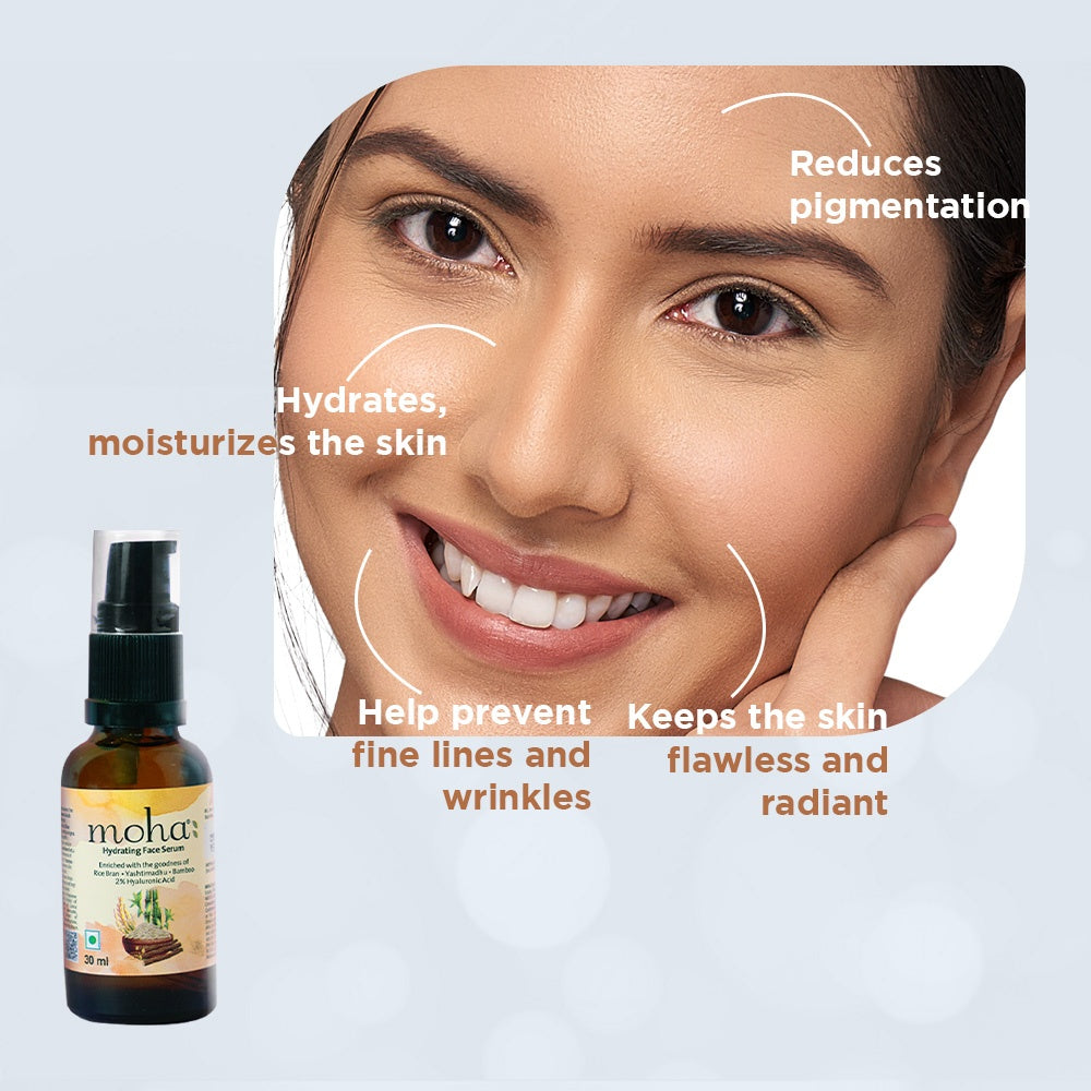 Moha Hydrating Face Serum 30ml - Deep Moisture Boosting Glow Serum for Dry Skin