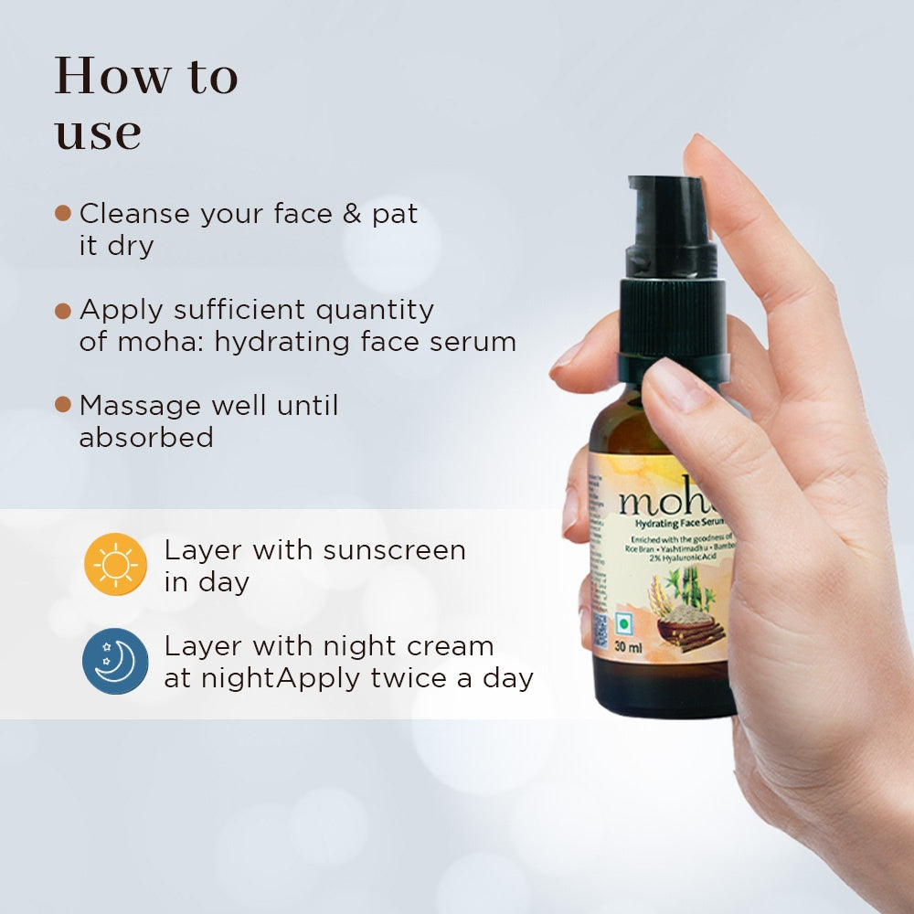 Moha Hydrating Face Serum 30ml - Deep Moisture Boosting Glow Serum for Dry Skin