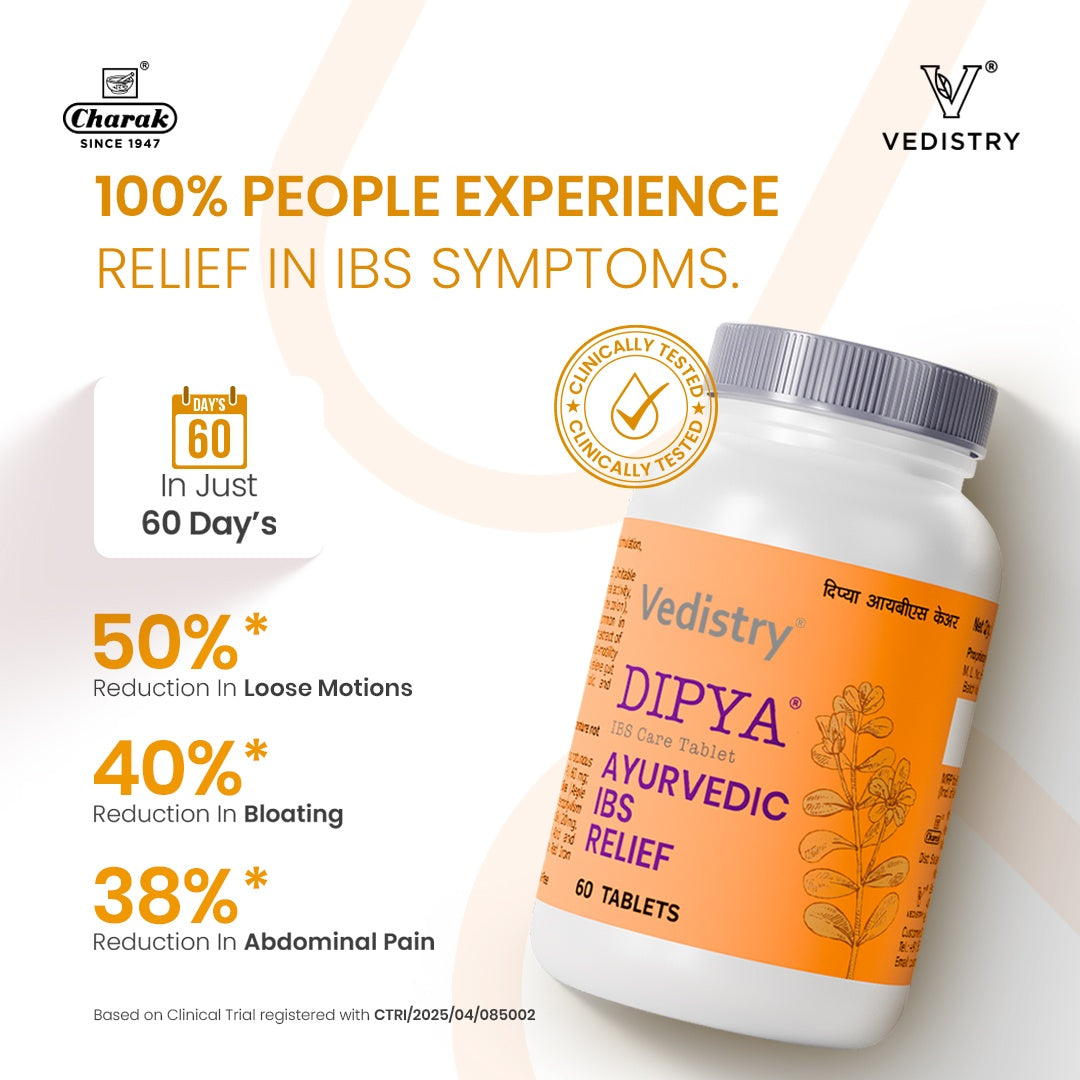 Dipya IBS Care Tablets - Ayurvedic Remedy for Irritable Bowel Syndrome & Bloating - 60 Tablets