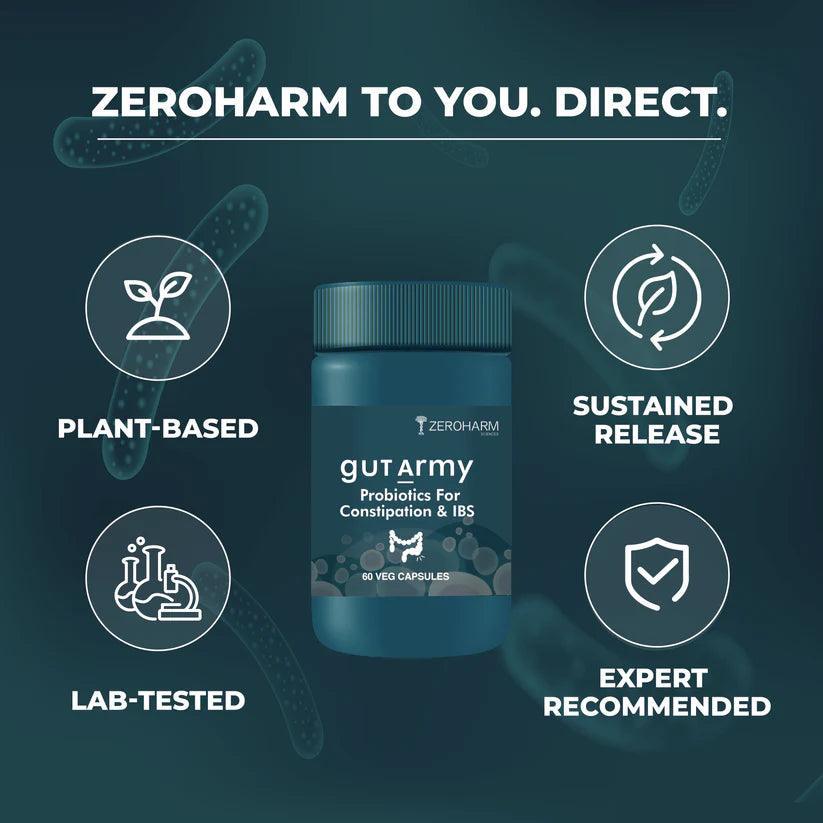 Zeroharm Gut Army Constipation IBS Capsules - 60 Capsules