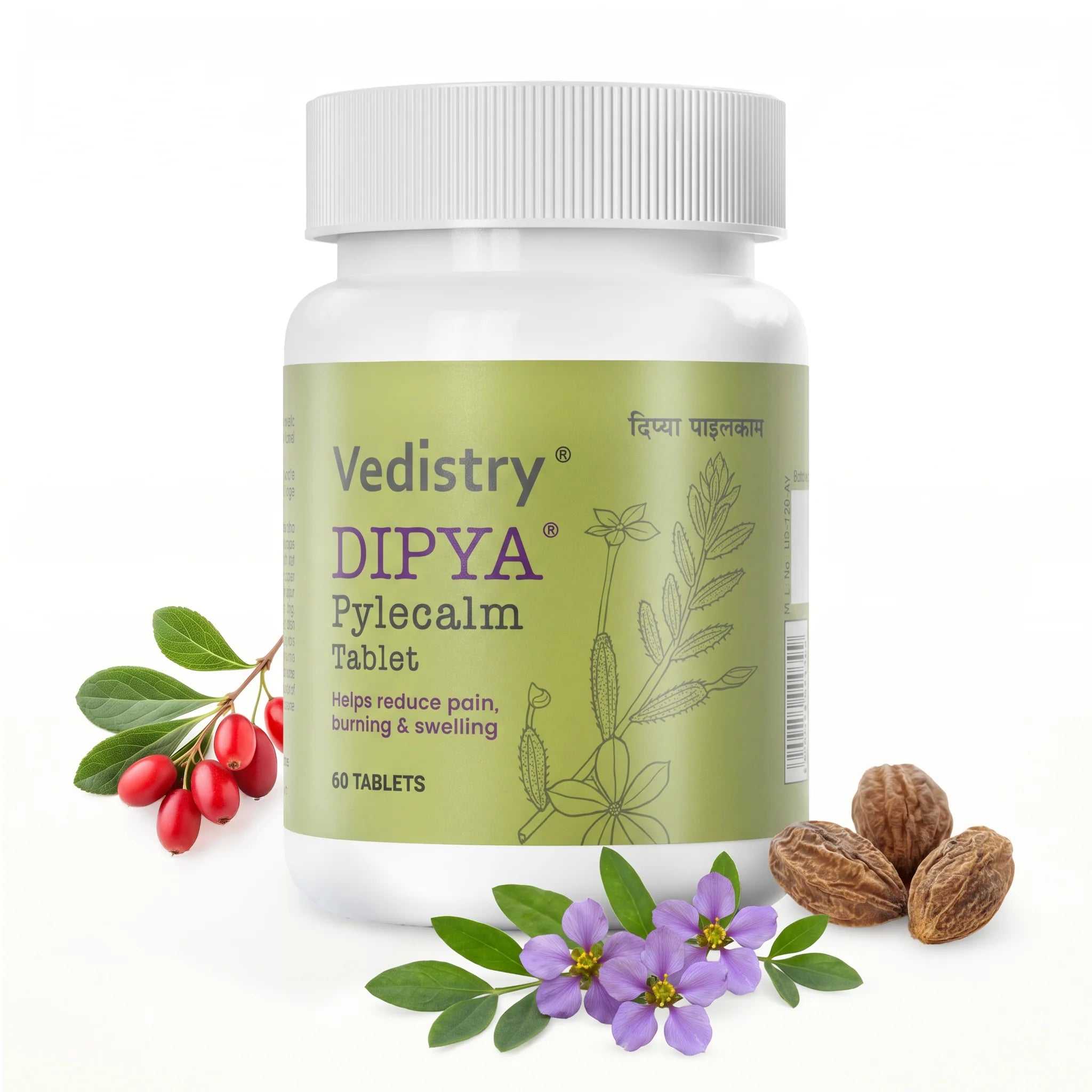 Vedistry Dipya Pylecalm Tablets 60s - Ayurvedic Piles Medicine for Hemorrhoids Relief