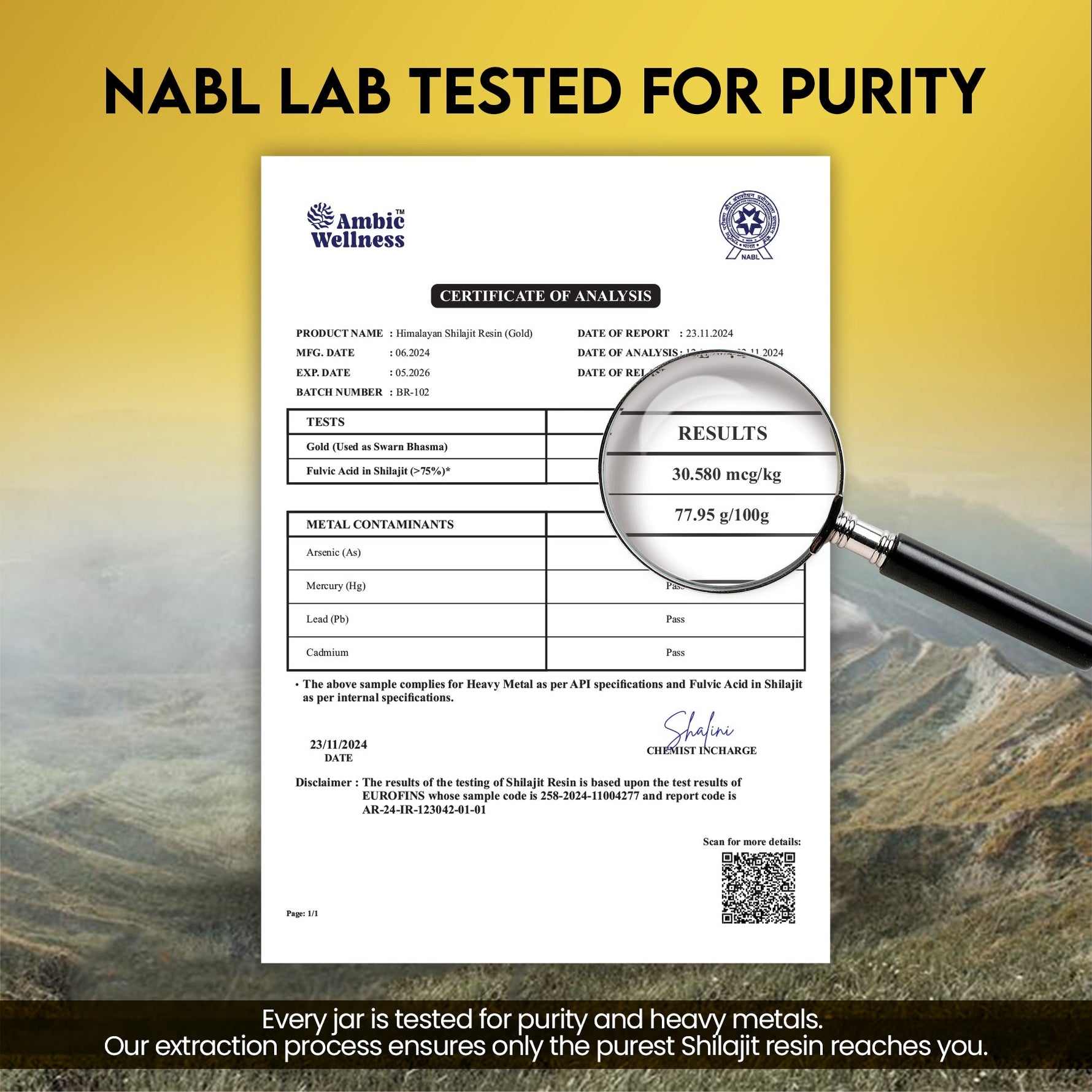 Ambic Wellness Himalayan Shilajit Gold Resin I With 24 Carat Gold I Boost Performance & Stamina - 20g