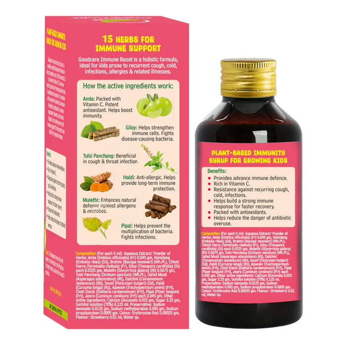 Goodcare Immune Boost Syrup For Kids - 200 ml | Ayurvedic Immunity & Growth