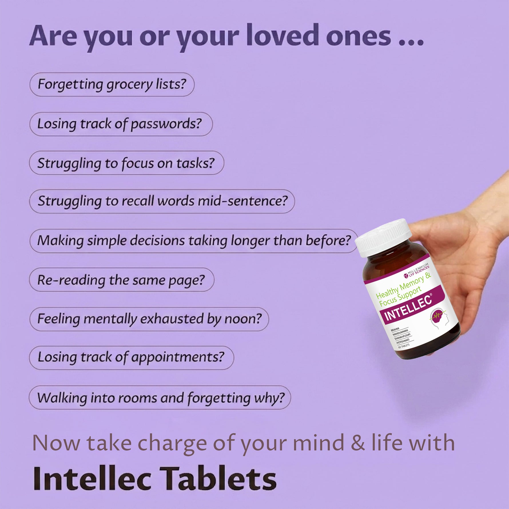 Millennium Herbal Care Intellec Tablet (60 Each) | For Memory & Focus Support (Bottle Pack)