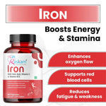 Raskam Iron Supplement with Folic Acid, Vitamin C & Vitamin B12, 60 capsules, Dietary Supplement