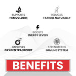 Raskam Iron Supplement with Folic Acid, Vitamin C & Vitamin B12, 60 capsules, Dietary Supplement