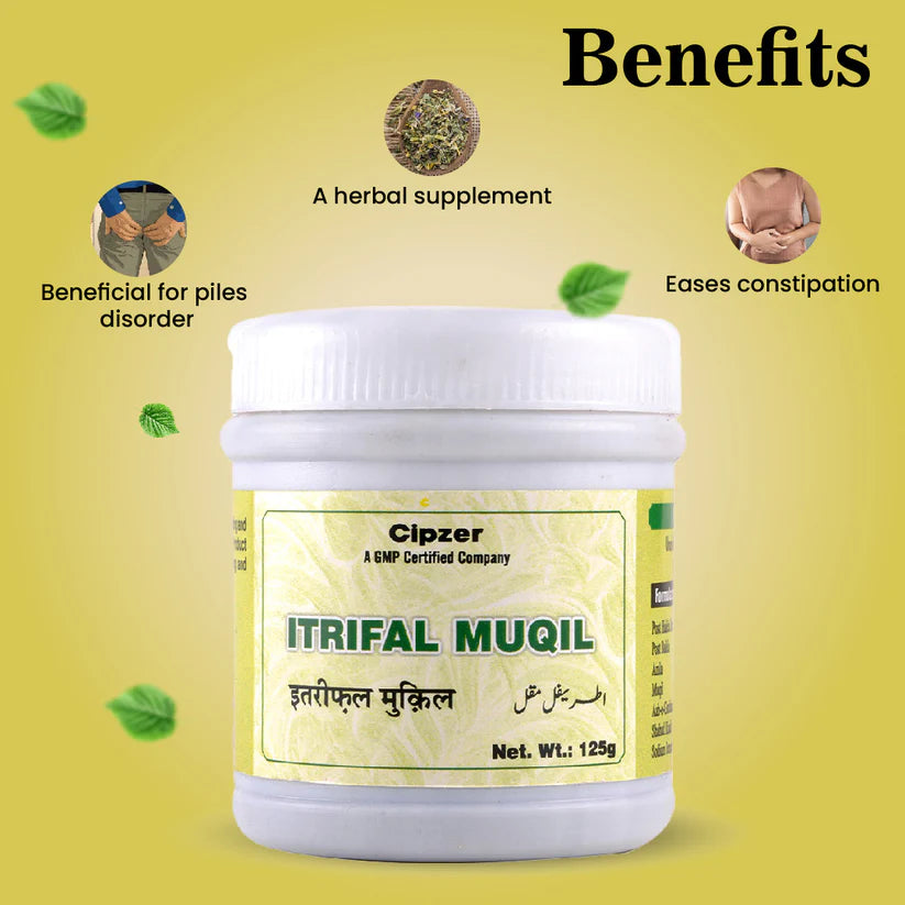 Cipzer Itrifal Muqil Powder - 125gm | Herbal Remedy for Constipation, Piles, Digestion & Gut Detox Support