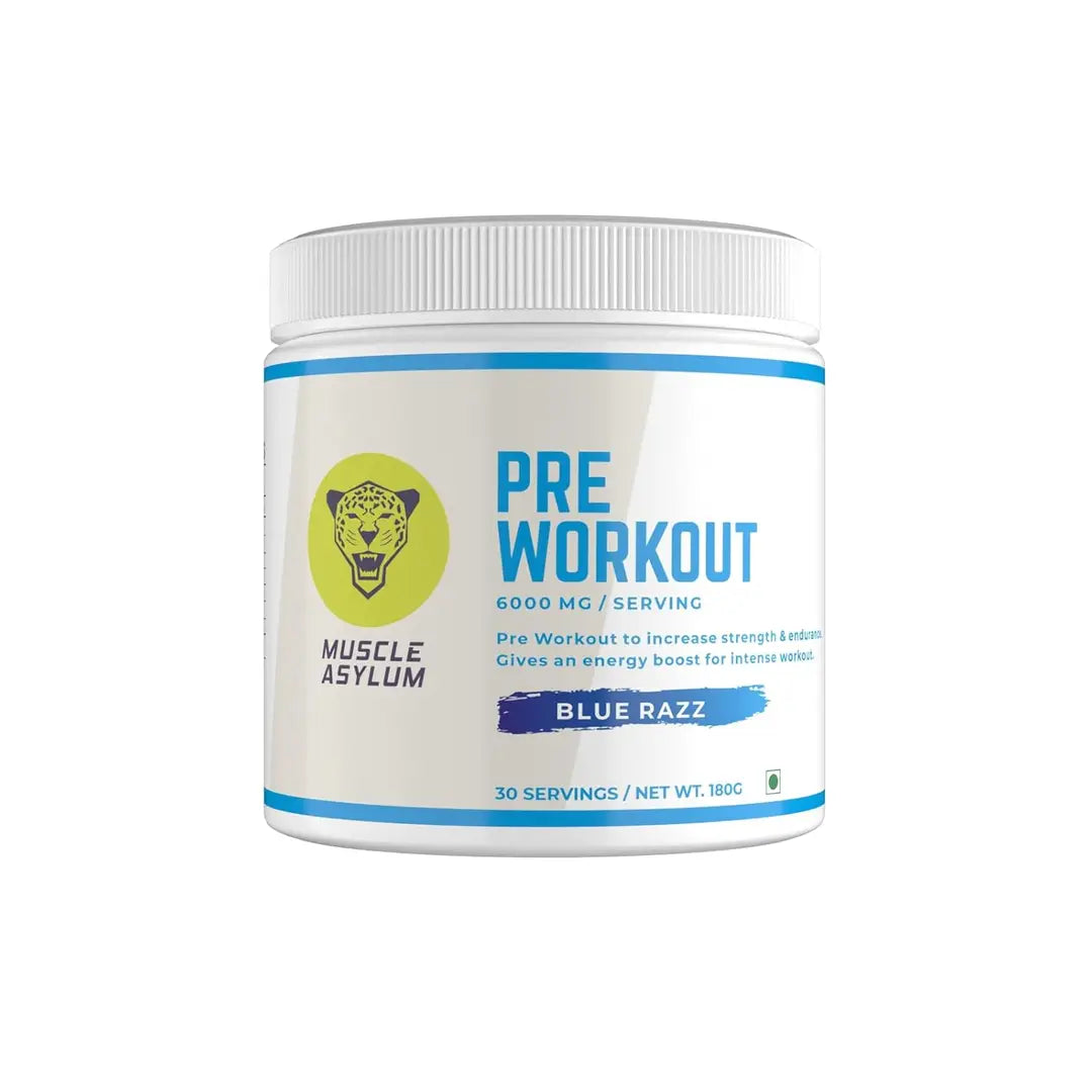 Muscle Asylum Pre-Workout Powder With Genuine Lab Reports | Boosts Energy & Endurance | Improves Focus | Revs Up Recovery | 1g BCAA|3g Beta-Alanine|with 1.5g Caffeine