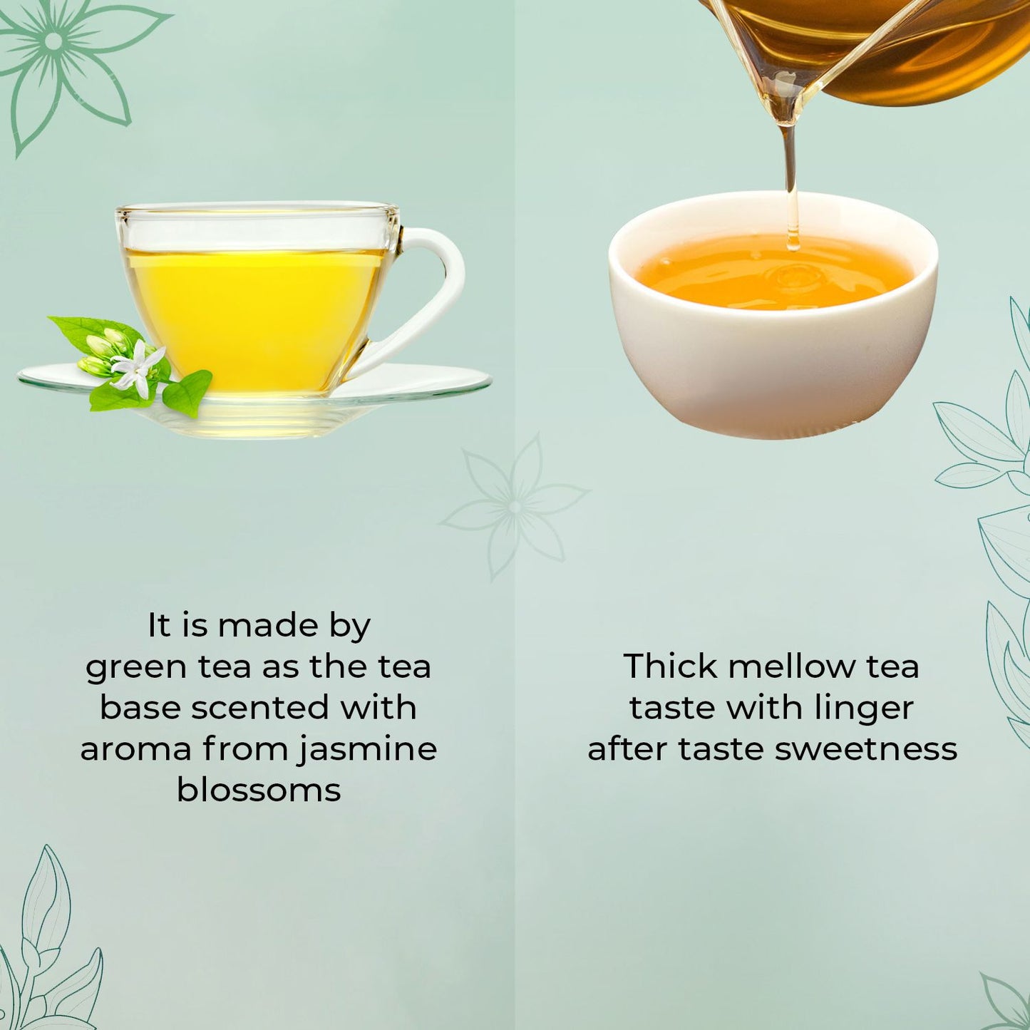 Vanalaya Jasmine Green Tea from Sun Dried Jasmine Petals for Clear Mind, Improve Mood, Stress Relief and Relives Anxiety 50gm