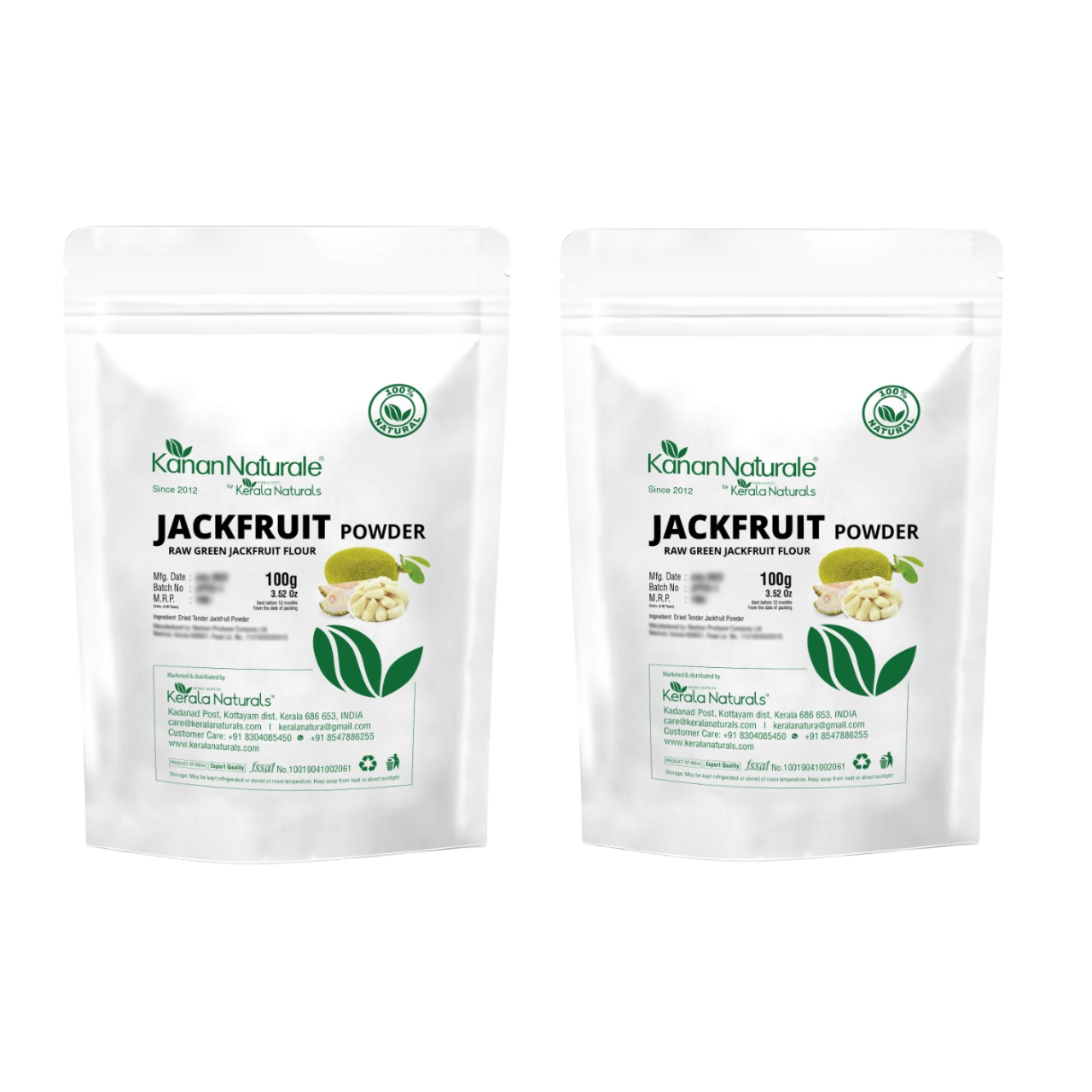Kerala Naturals Green Jackfruit Flour 200g - Diabetes Management Flour (Combo Pack: 100g × 2 Packs)