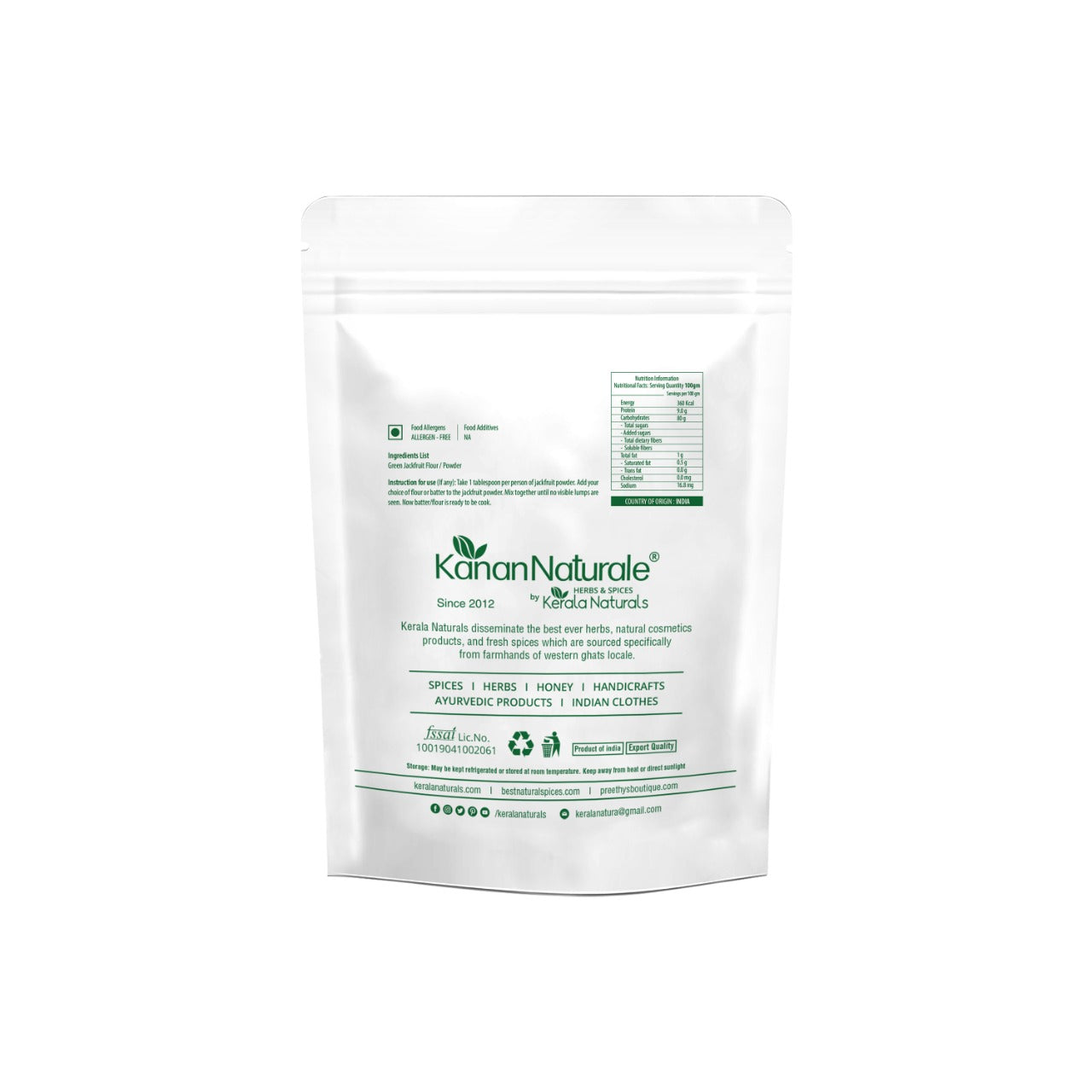 Kerala Naturals Green Jackfruit Flour 200g - Diabetes Management Flour (Combo Pack: 100g × 2 Packs)