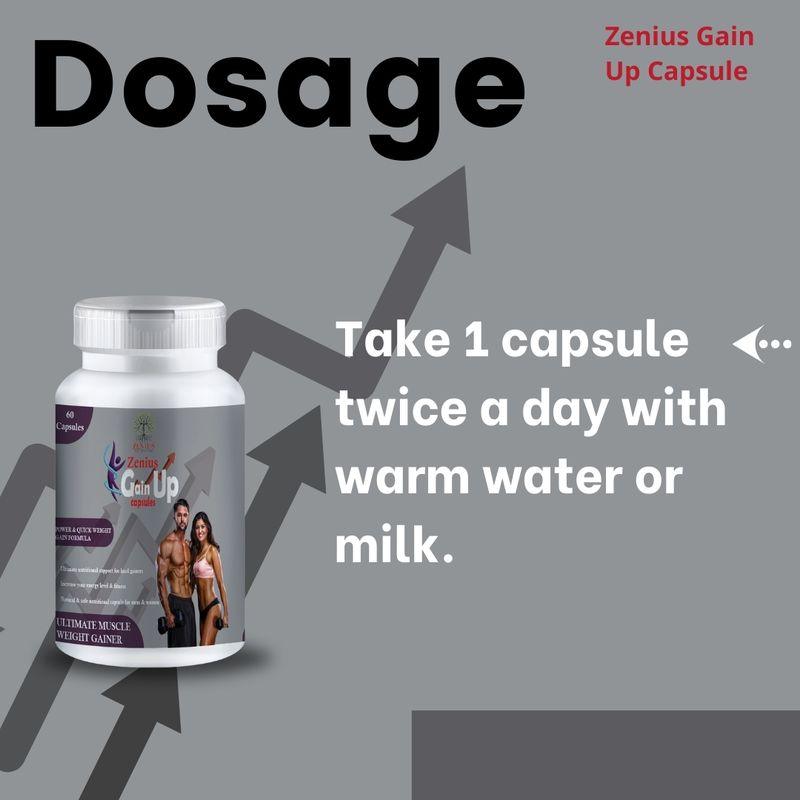 Zenius Gain Up Capsules - Weight Gainer Supplements for Weight Gain and Muscle Building - 60 Capsules