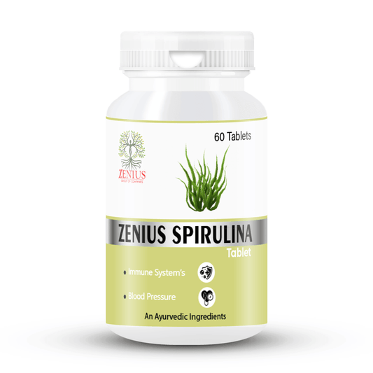 Zenius Spirulina Tablet - Nutrient-Rich Spirulina Tablets for Detoxification, Energy, and Immunity - 60 Tablets