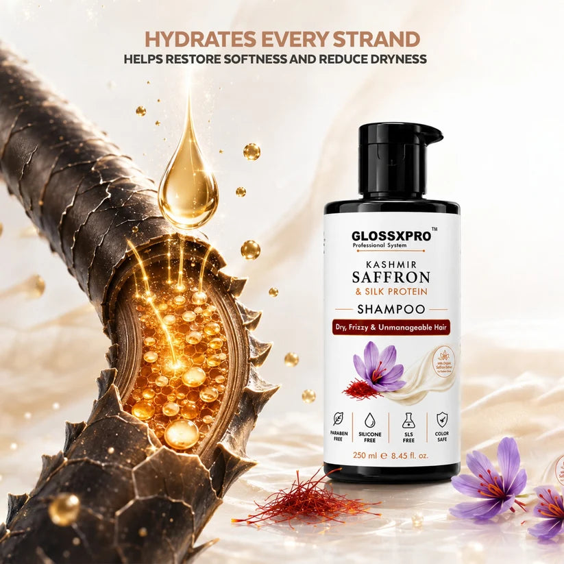 GLOSSXPRO Kashmir Saffron & Silk Protein Shampoo 250 ML