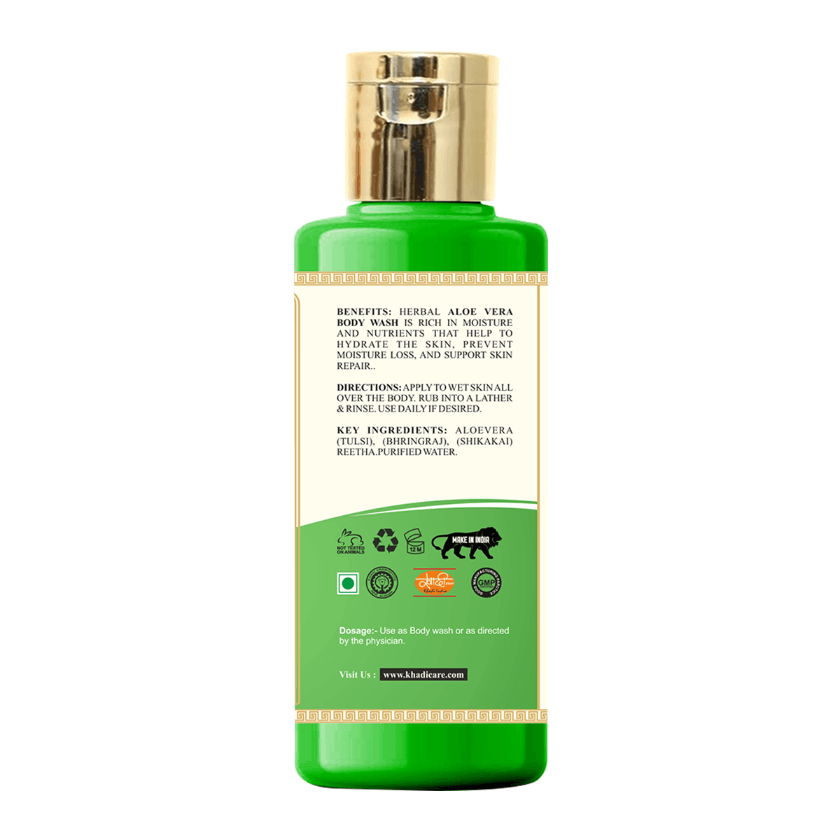 Khadi Care Herbal Aloevera Body Wash for Soft & Hydrated Skin - 210ml