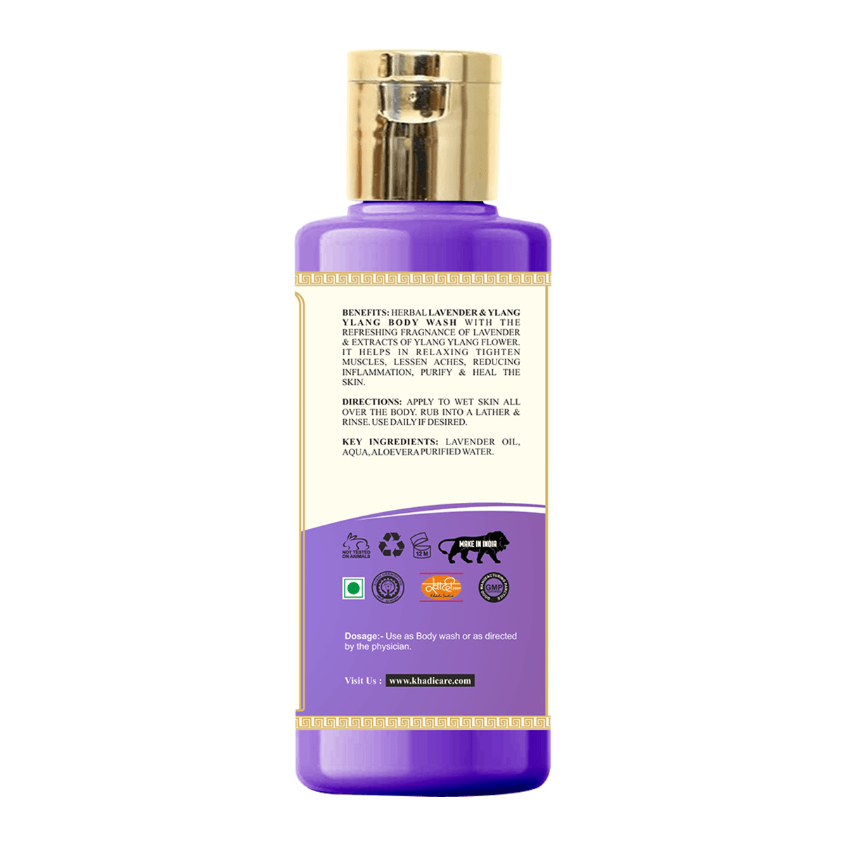 Khadi Care Herbal Lavender & Ylang Ylang Body Wash for Relaxing & Calm Skin - 210ml