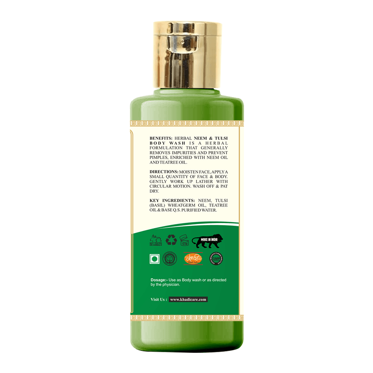 Khadi Care Herbal Neem & Tulsi Face and Body Wash - 210ml
