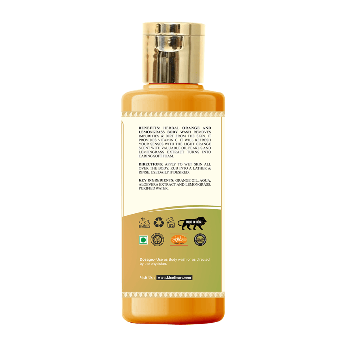 Khadi Care Herbal Orange & Lemongrass Body Wash - 210ml