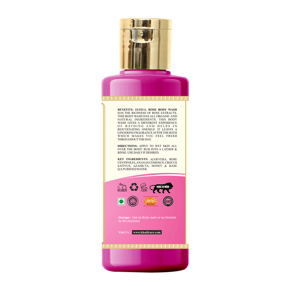 Khadi Care Herbal Rose Body Wash - 210ml