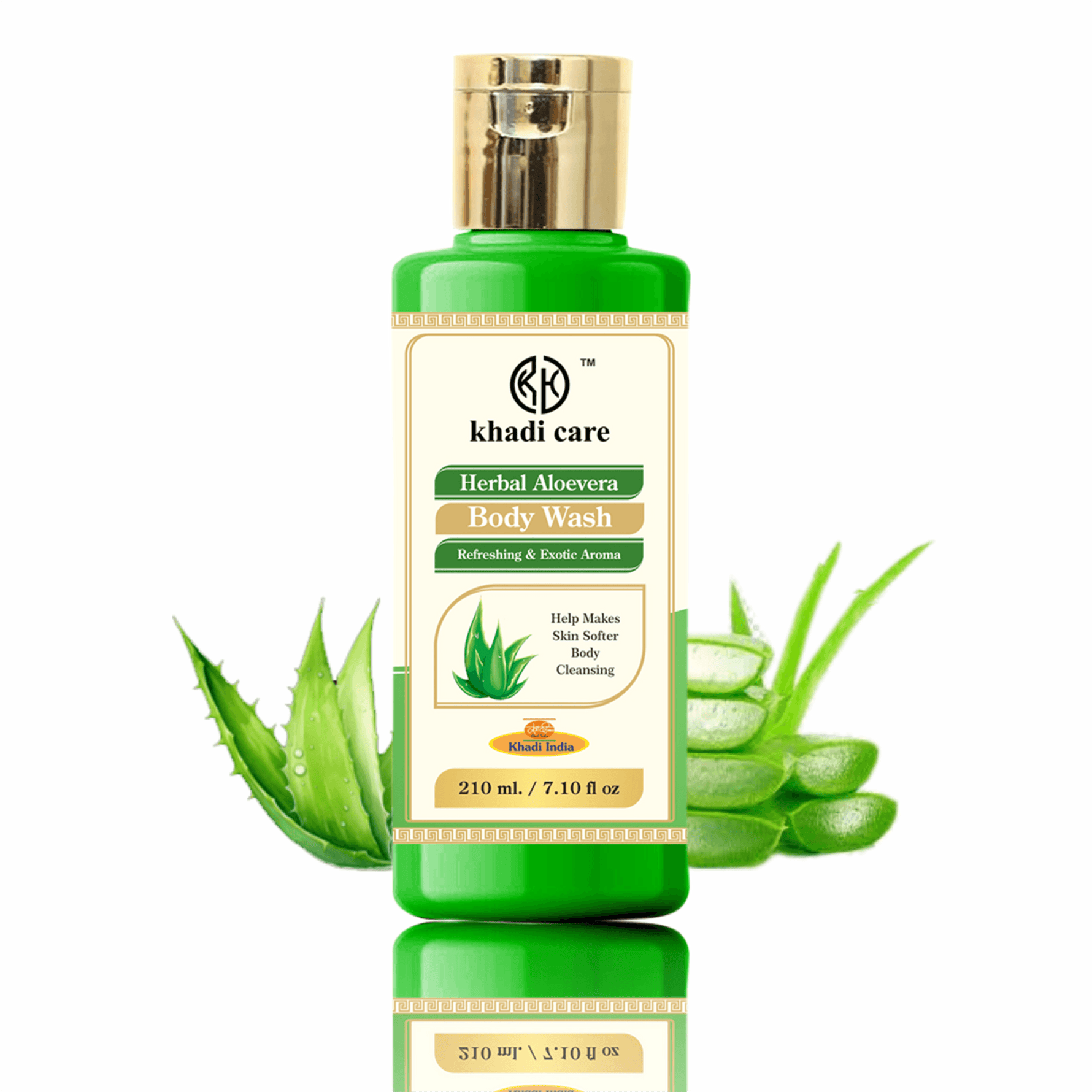 Khadi Care Herbal Aloevera Body Wash for Soft & Hydrated Skin - 210ml