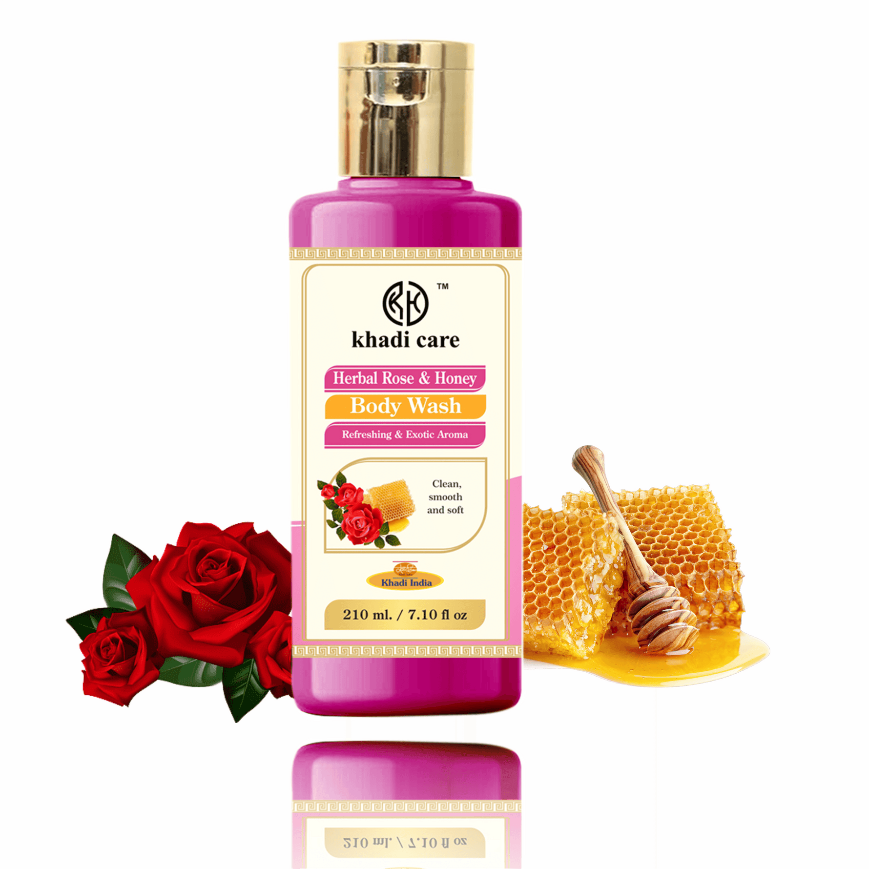Khadi Care Herbal Rose & Honey Body Wash - 210ml.