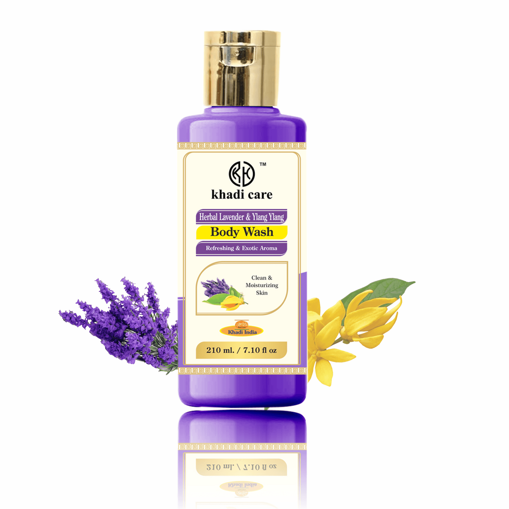 Khadi Care Herbal Lavender & Ylang Ylang Body Wash for Relaxing & Calm Skin - 210ml