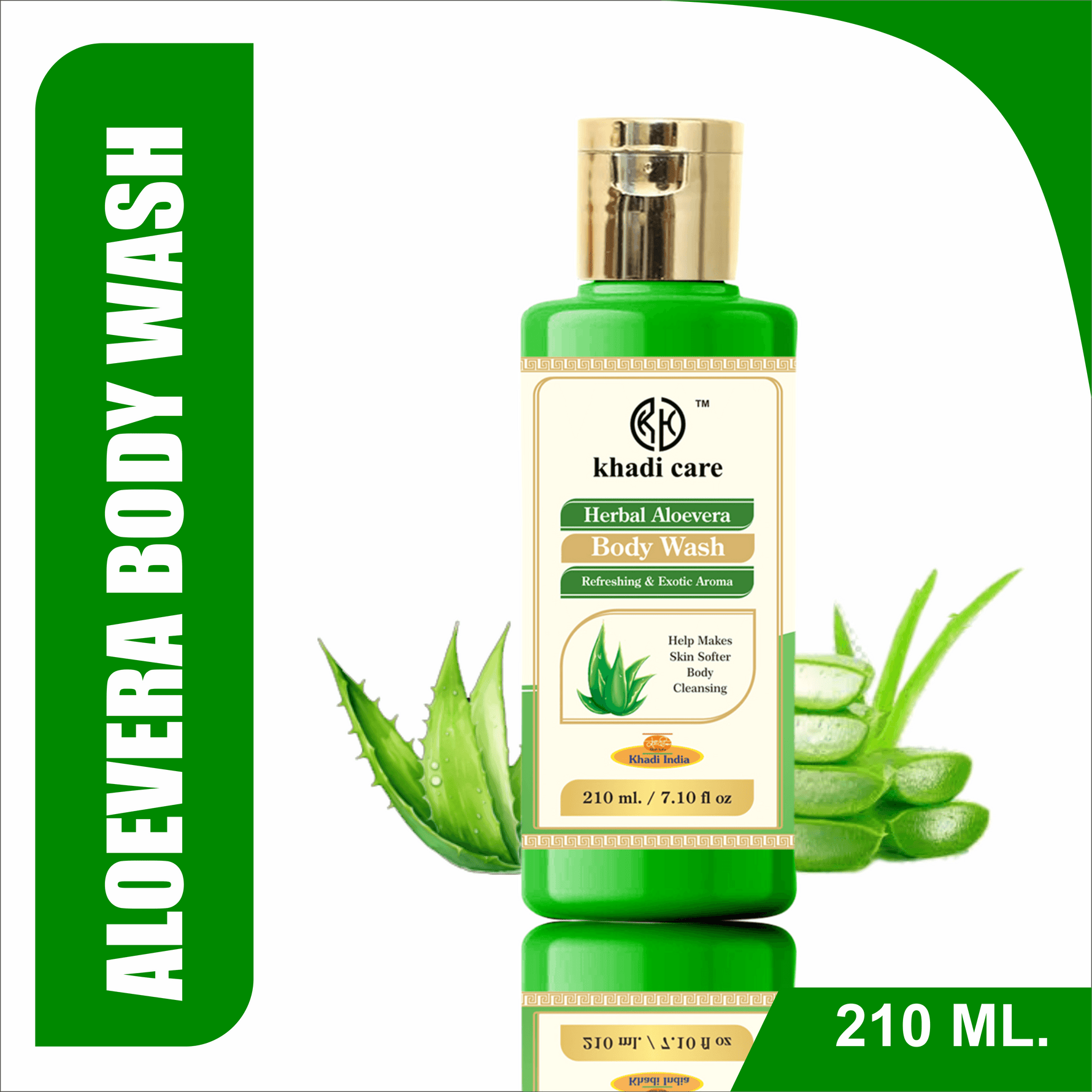 Khadi Care Herbal Aloevera Body Wash for Soft & Hydrated Skin - 210ml