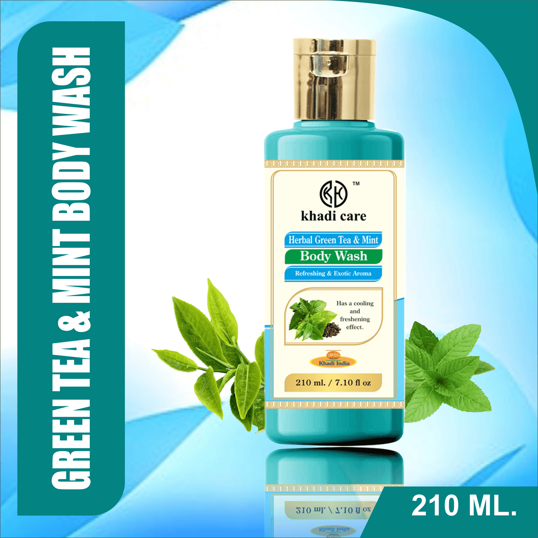 Khadi Care Herbal Green Tea & Mint Body Wash - 210ml