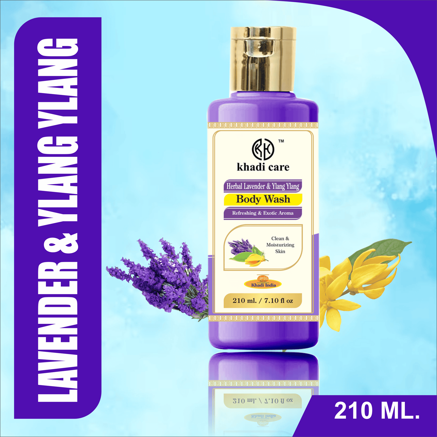 Khadi Care Herbal Lavender & Ylang Ylang Body Wash for Relaxing & Calm Skin - 210ml