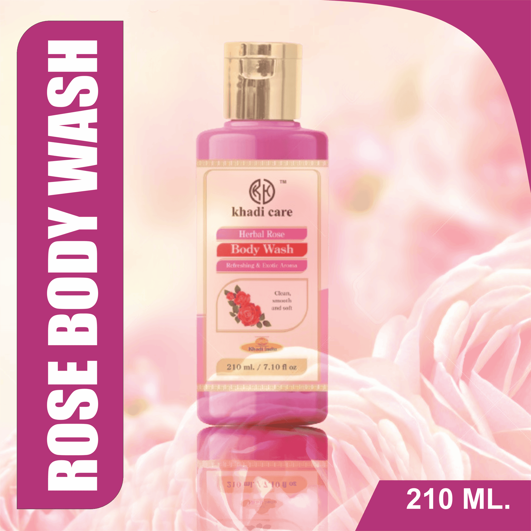 Khadi Care Herbal Rose Body Wash - 210ml