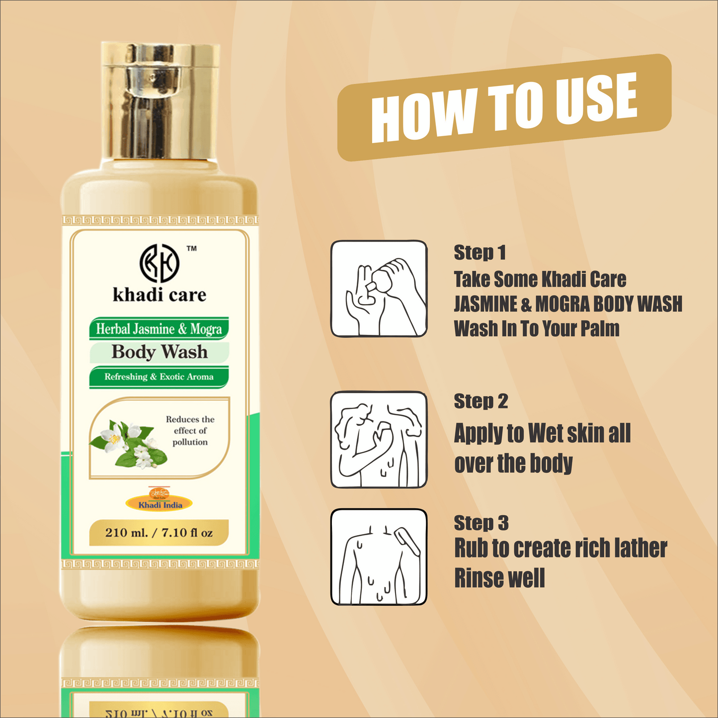 Khadi Care Herbal Jasmine & Mogra Body Wash - 210ml
