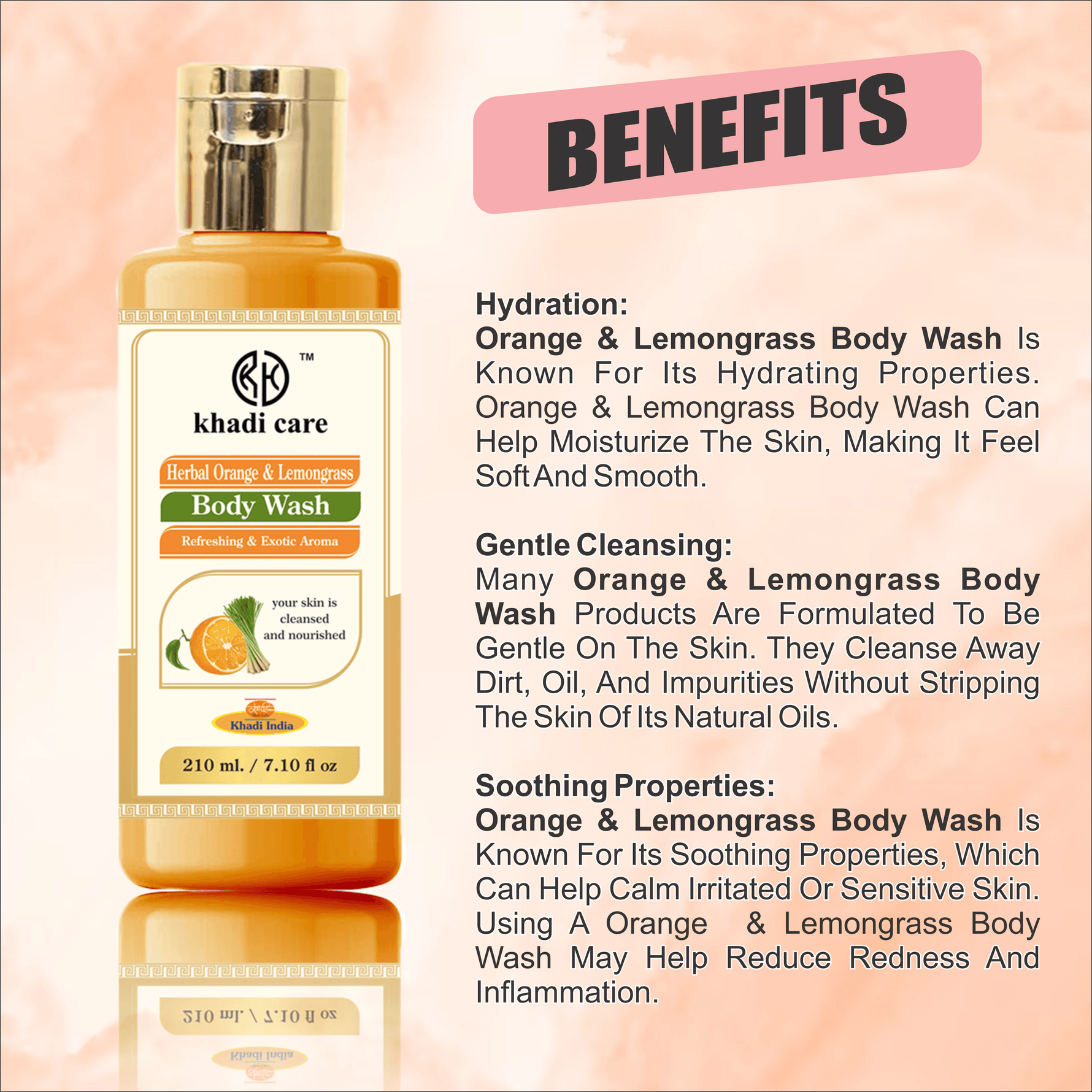 Khadi Care Herbal Orange & Lemongrass Body Wash - 210ml