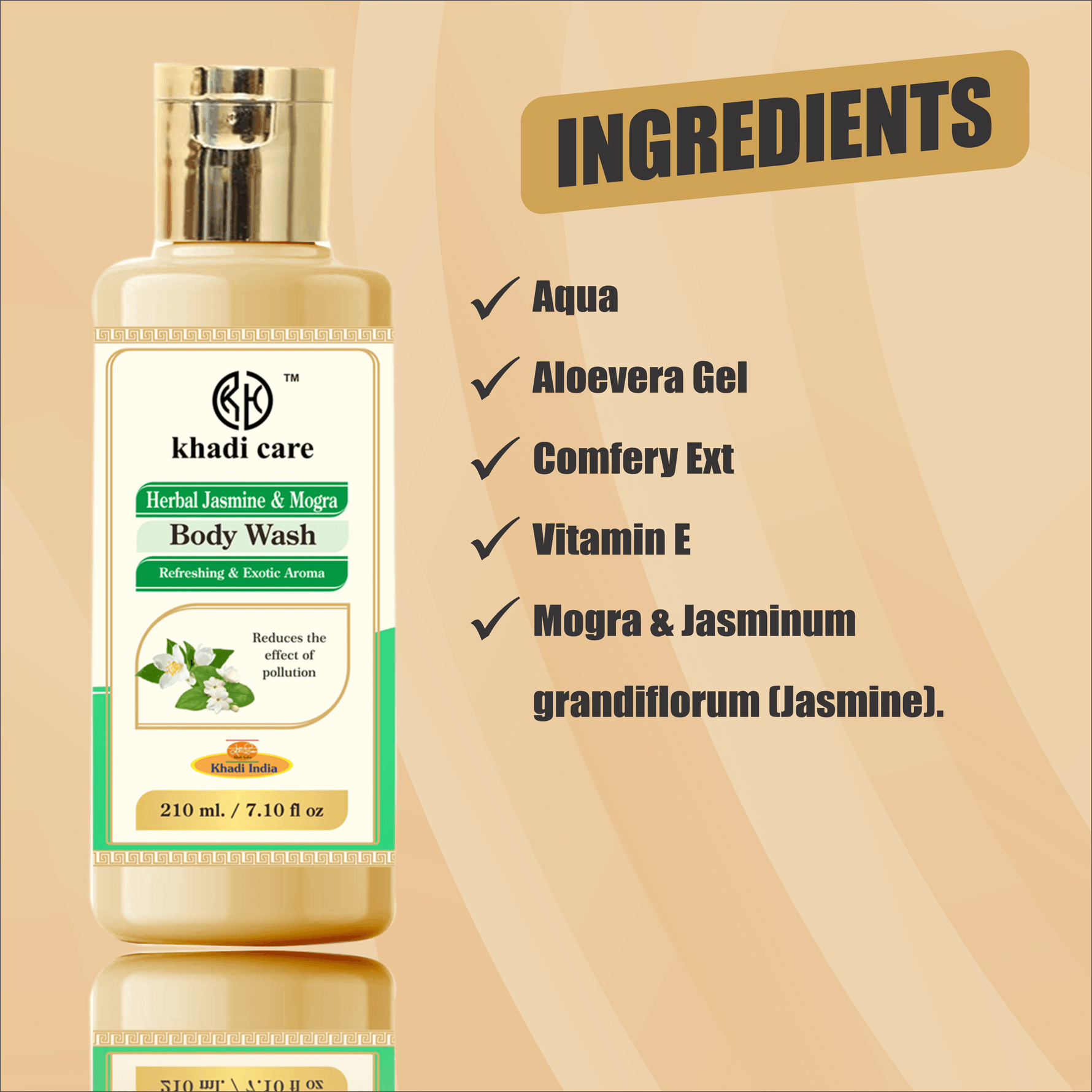 Khadi Care Herbal Jasmine & Mogra Body Wash - 210ml