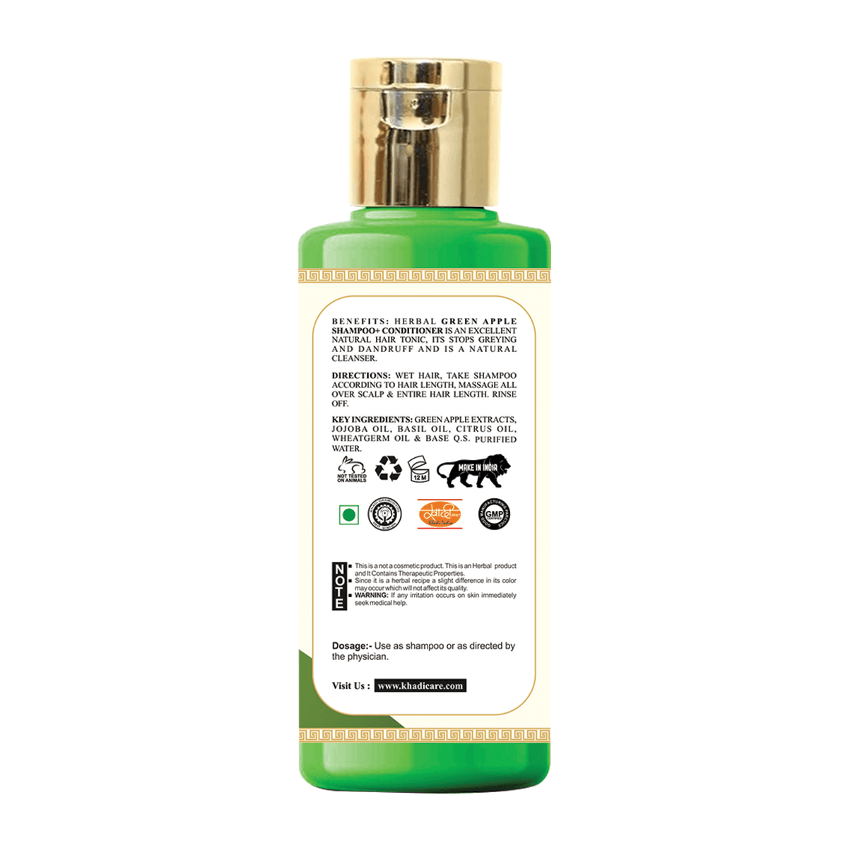 Khadi Care Herbal Green Apple Shampoo + Conditioner for Volume & Shine - 210ml