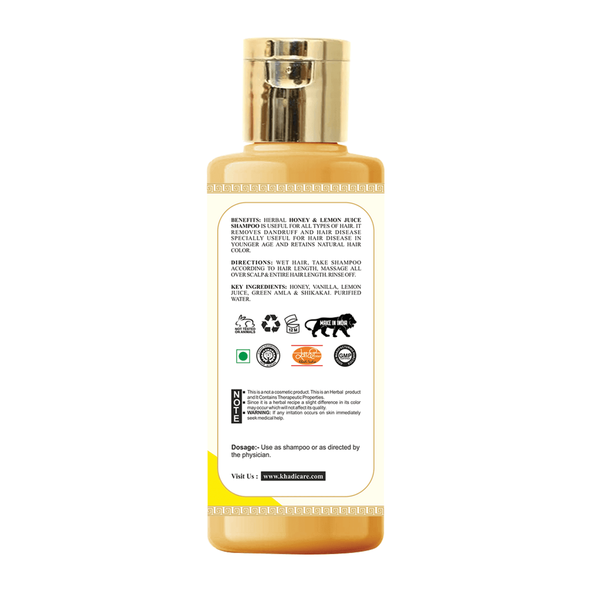 Khadi Care Herbal Honey & Lemon Juice Shampoo - 210ml