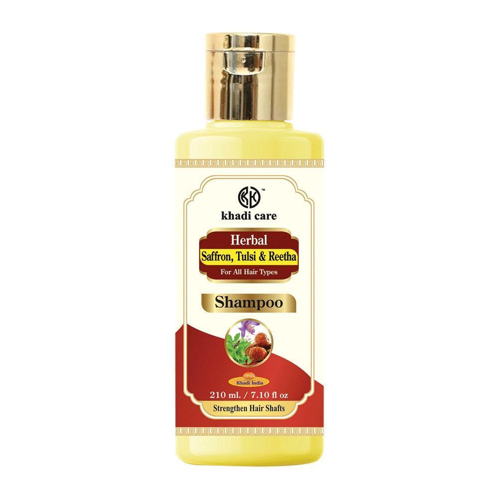 Khadi Care Herbal Saffron, Tulsi & Reetha Shampoo for Shine & Growth - 210ml