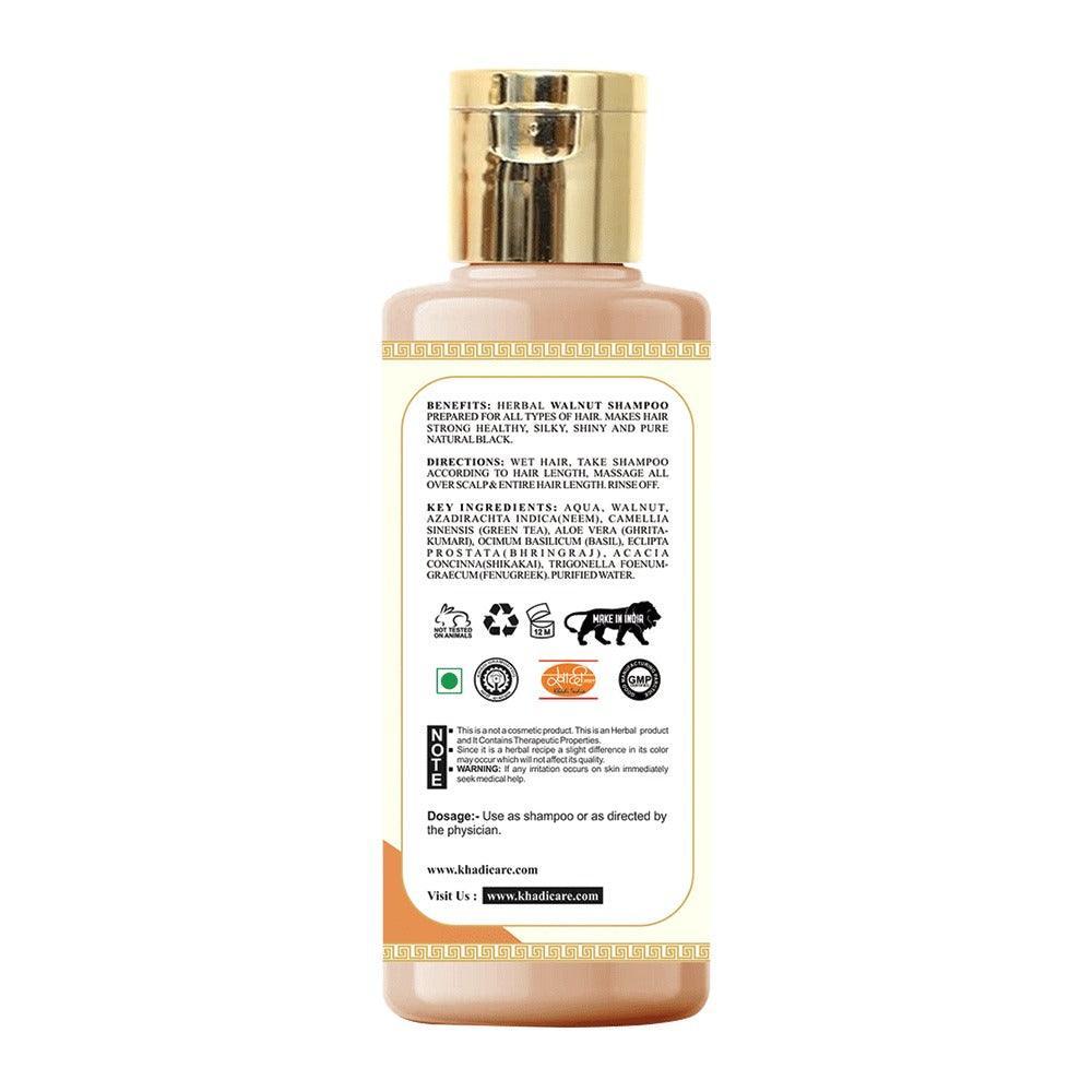 Khadi Care Herbal Walnut Shampoo for Shiny & Strong Dark Hair - 210ml