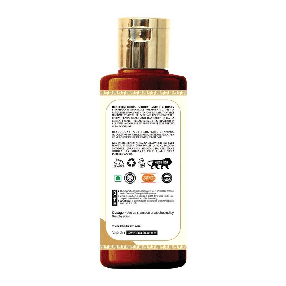 Khadi Care Herbal Woody Sandal & Honey Shampoo for Dry & Damaged Hair - 210ml