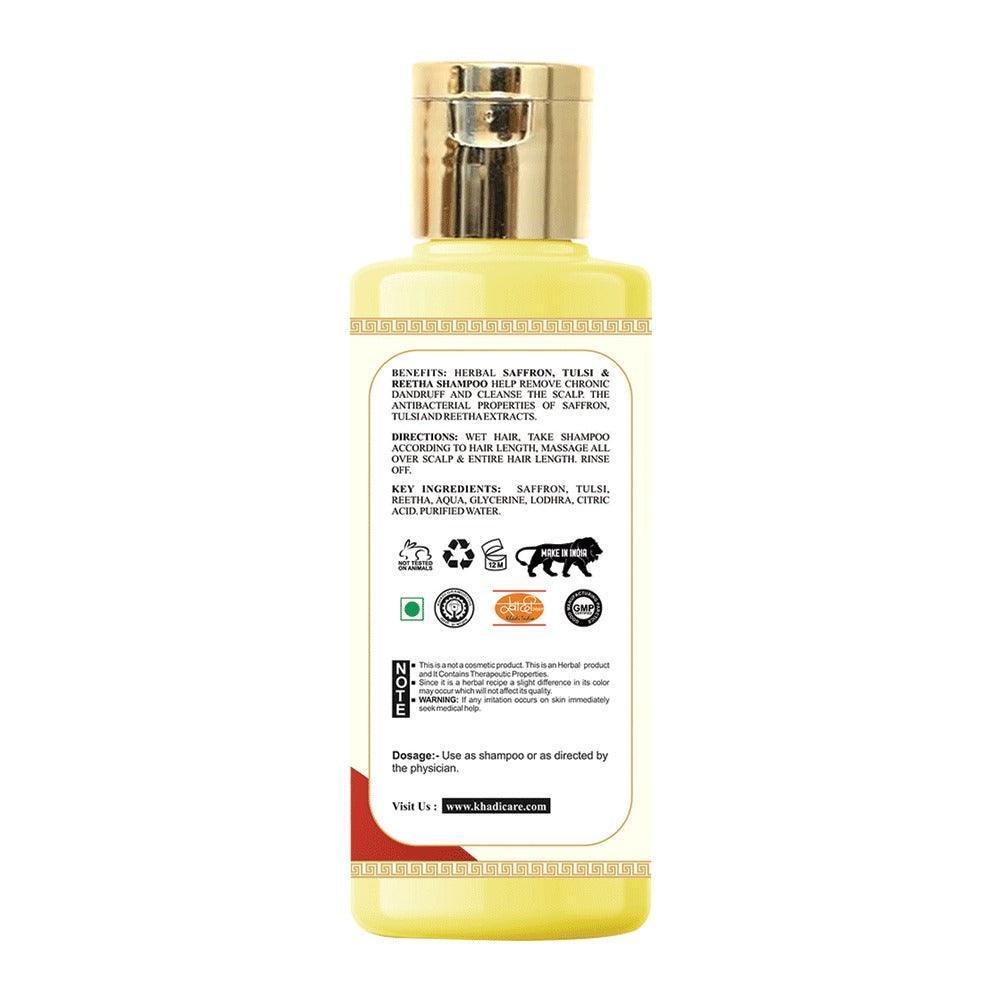 Khadi Care Herbal Saffron, Tulsi & Reetha Shampoo for Shine & Growth - 210ml