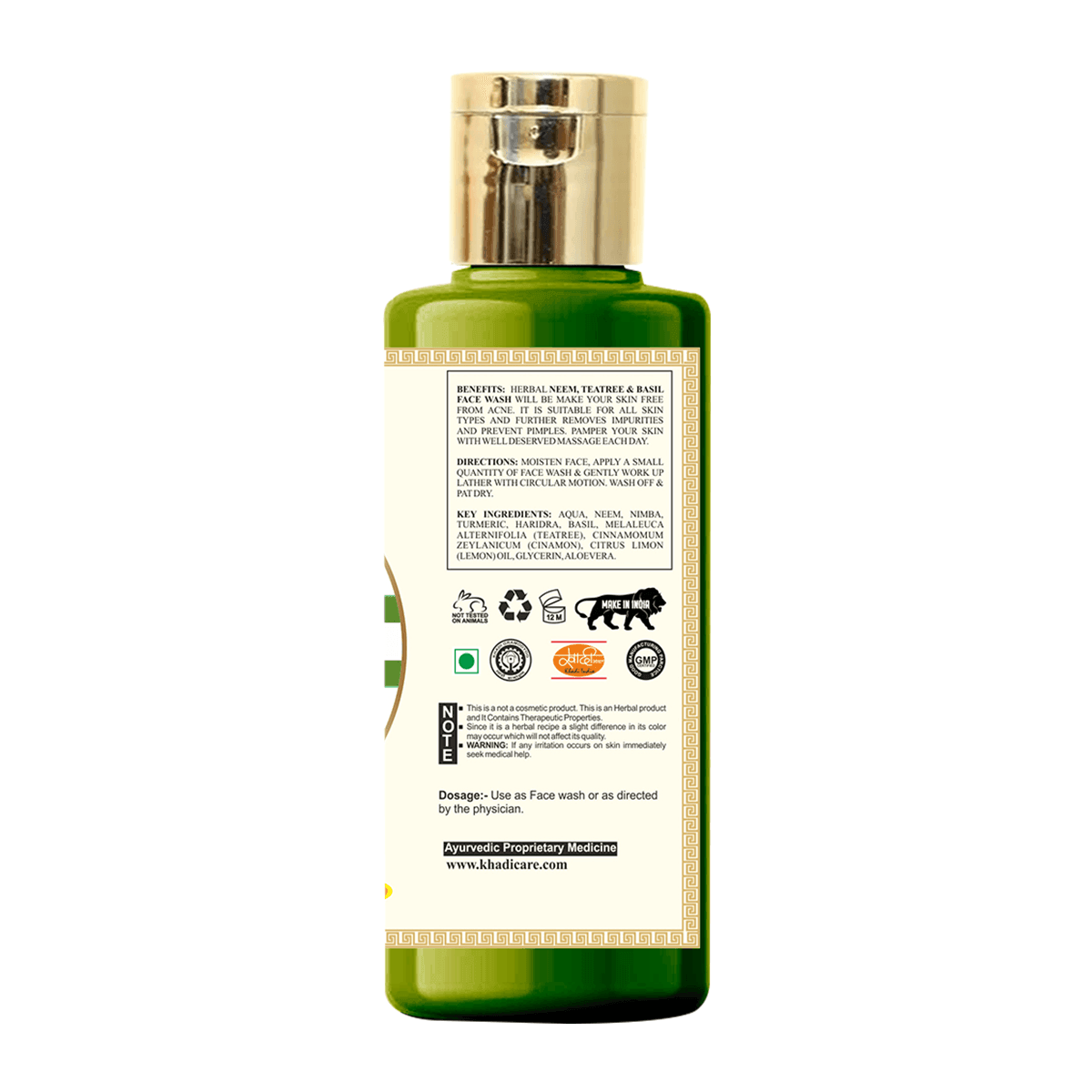 Khadi Care Herbal Neem, Teatree & Basil Face Wash - 210ml