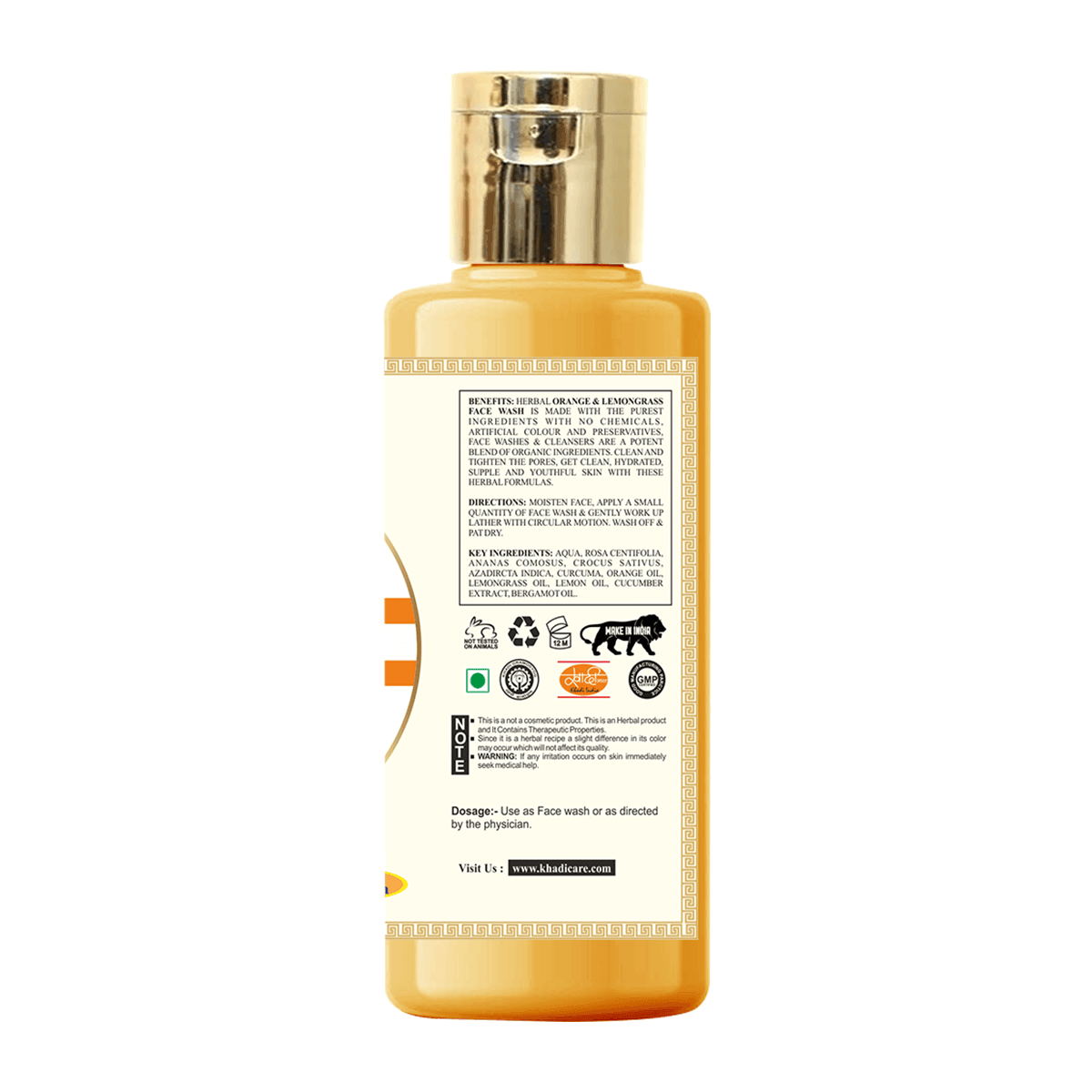 Khadi Care Herbal Orange & Lemongrass Face Wash - 210ml