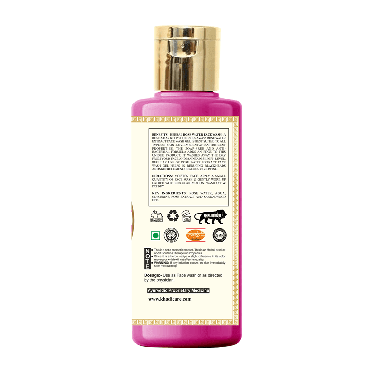 Khadi Care Herbal Rose Water Face Wash - 210ml