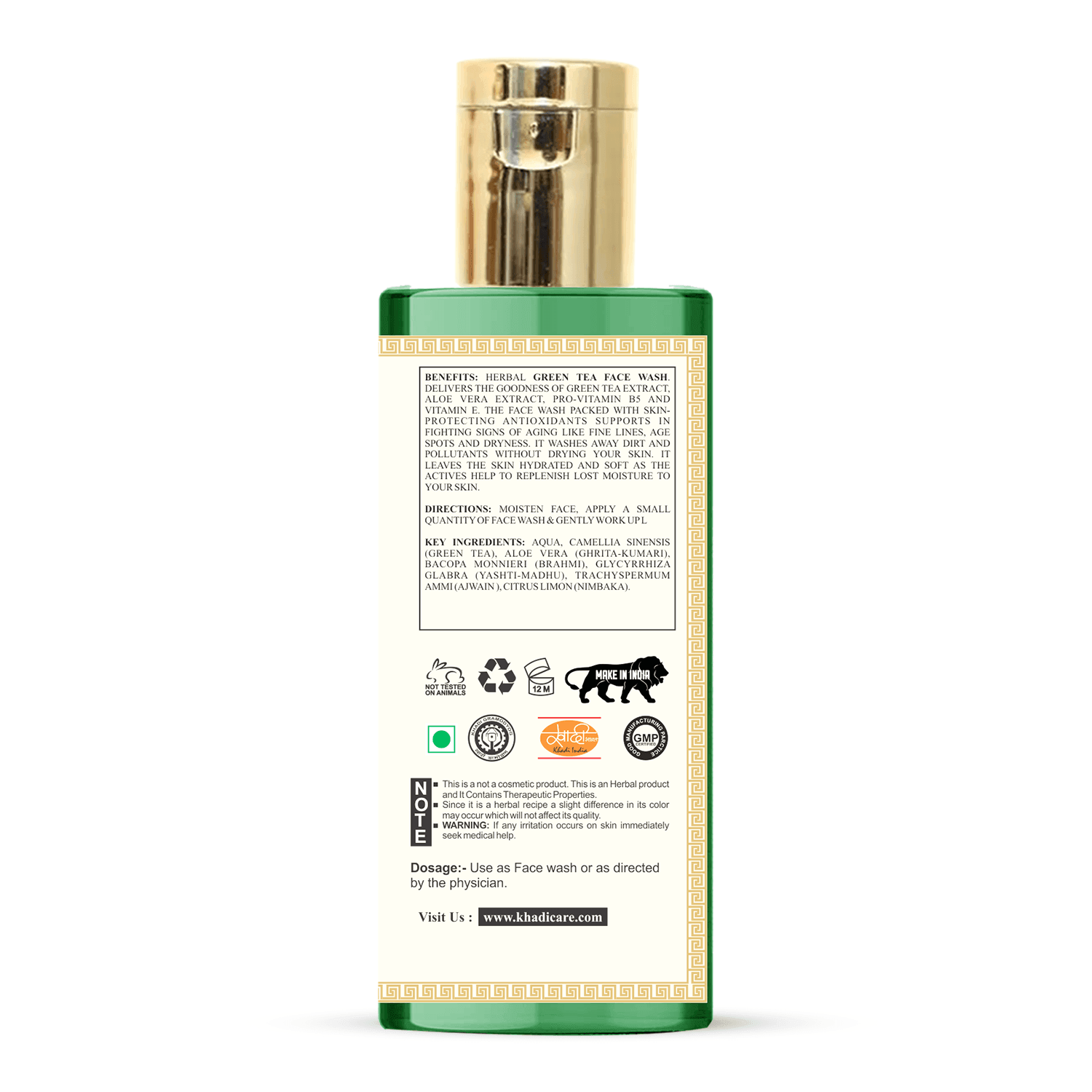 Khadi Care Herbal Green Tea Face Wash - 210ml