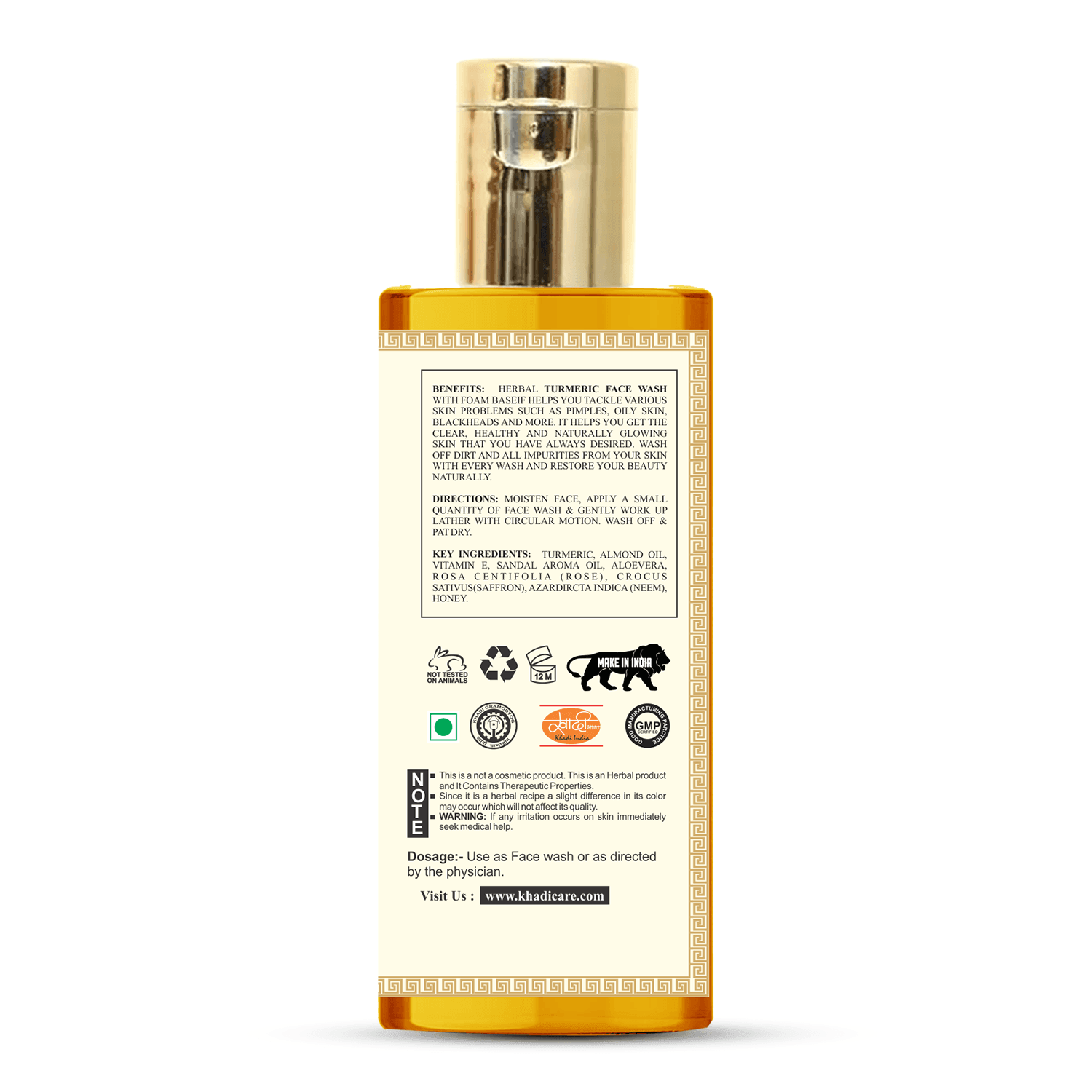Khadi Care Herbal Turmeric Face Wash  - 210ml