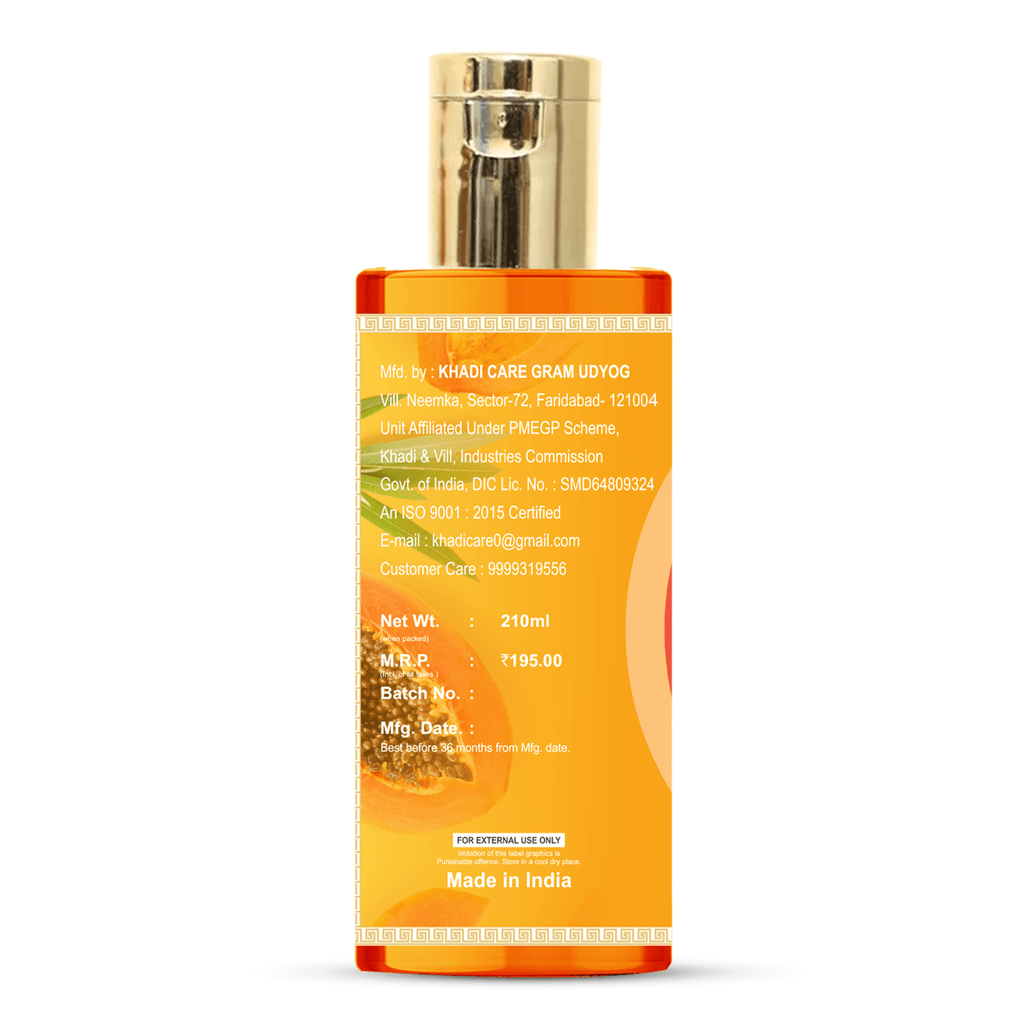 Khadi Care Herbal Papaya Face Wash - 210ml