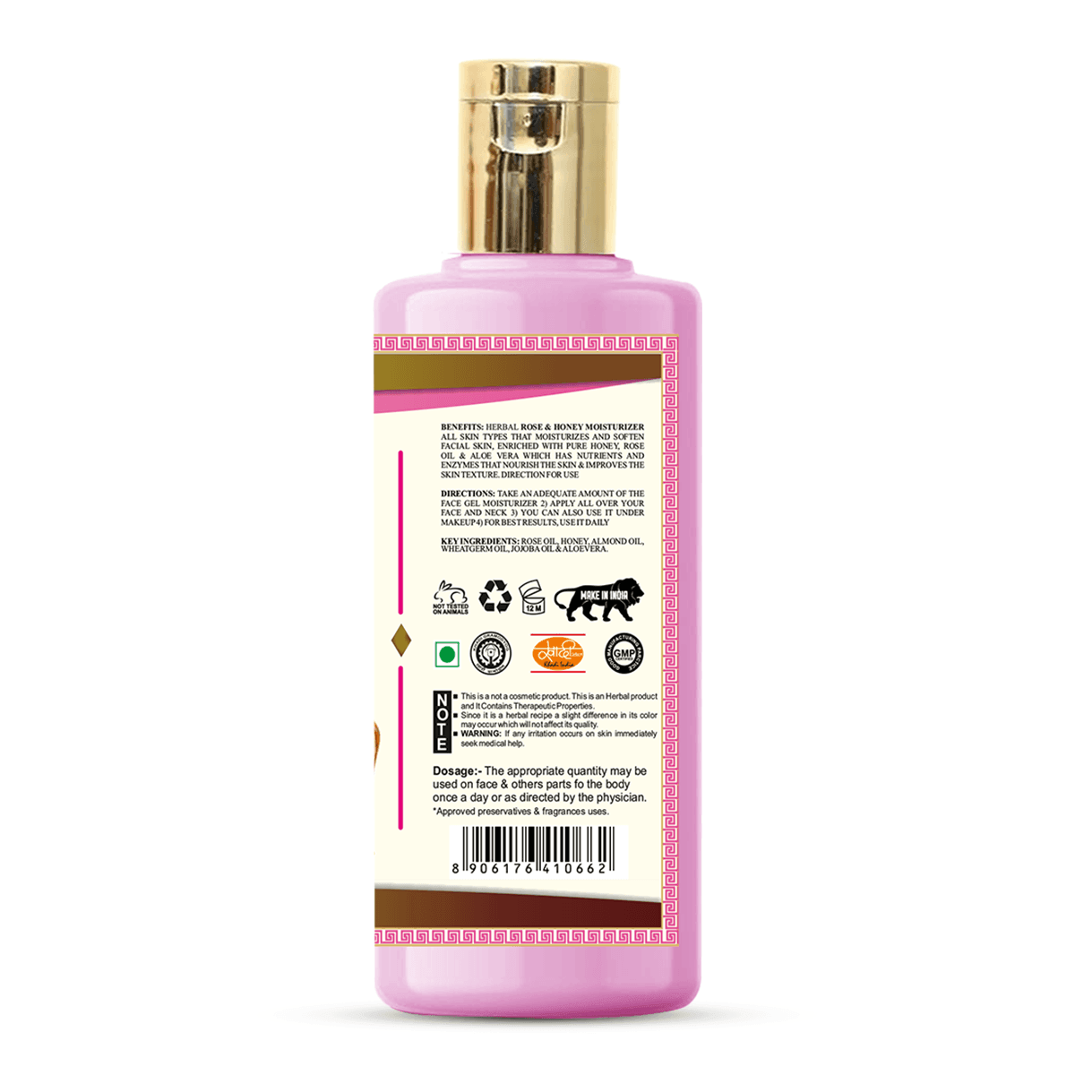 Khadi Care Herbal Rose & Honey Moisturizer - 210ml