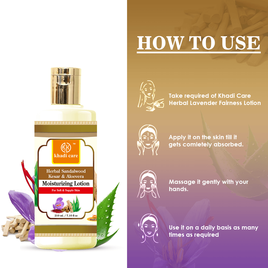 Khadi Care Herbal Sandalwood, Kesar & Aloevera Moisturising Lotion - 210ml