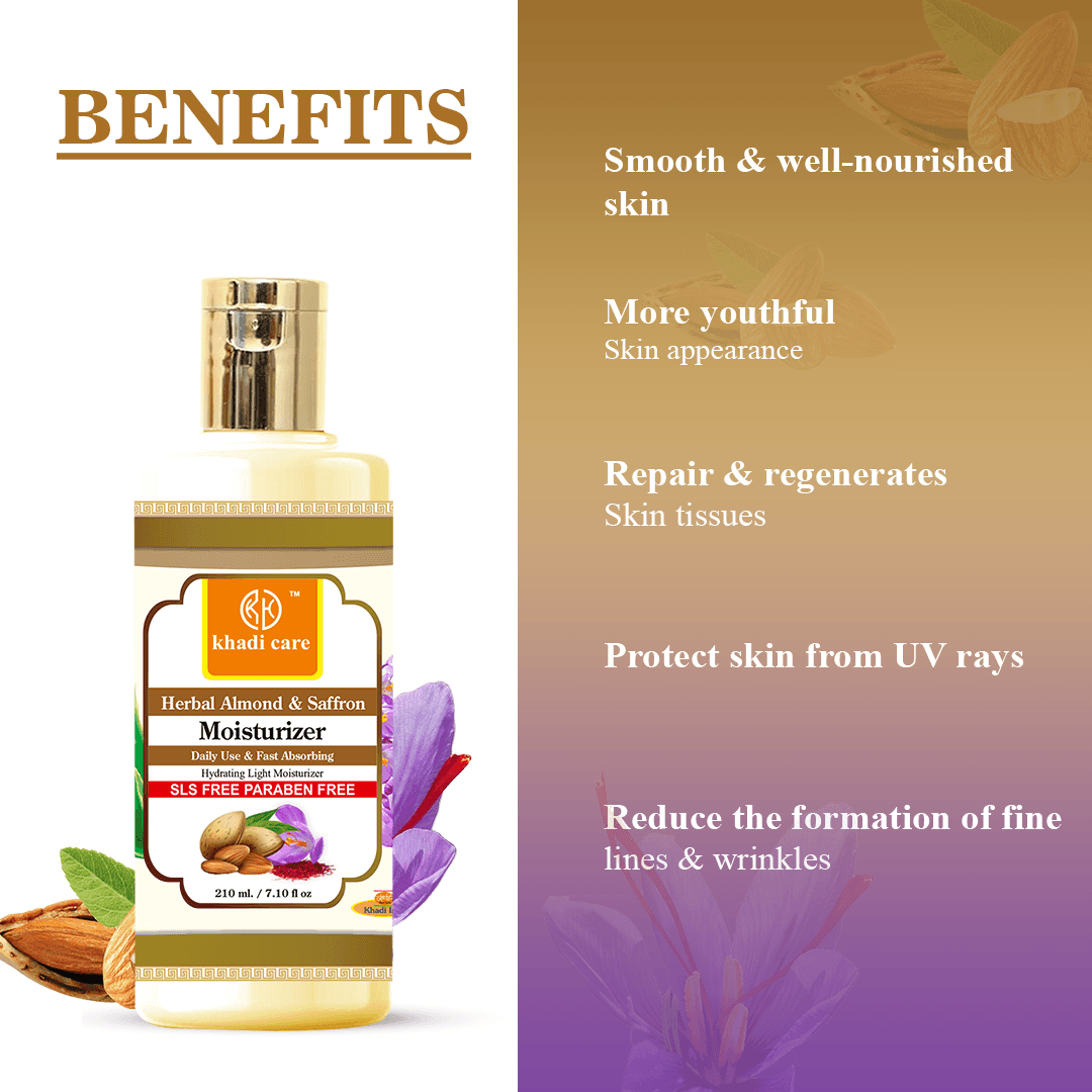 Khadi Care Herbal Almond & Saffron Moisturizer with Sheabutter - 210ml
