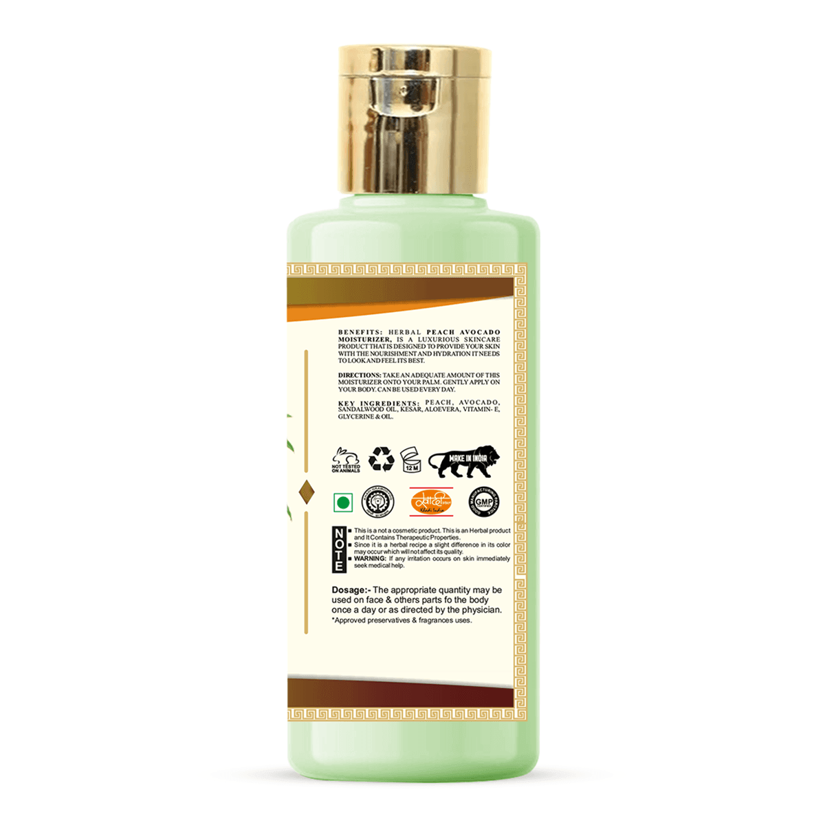 Khadi Care Herbal Peach & Avacado Moisturizer with Sheabutter SLS-Paraben Free - 210ml